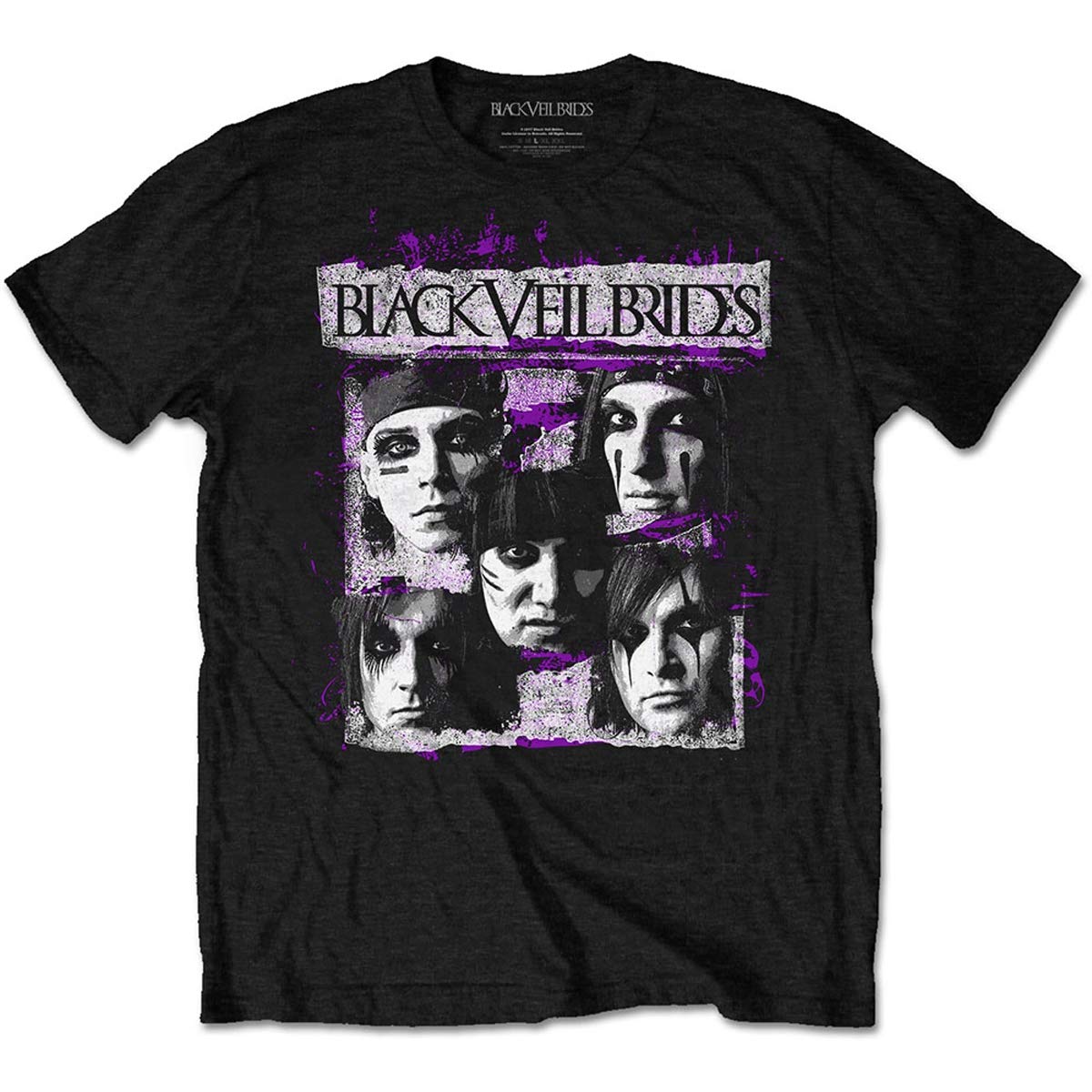 Black Veil Brides Men's Grunge Faces Slim Fit T-Shirt - Black | Rock Concert & Casual Streetwear