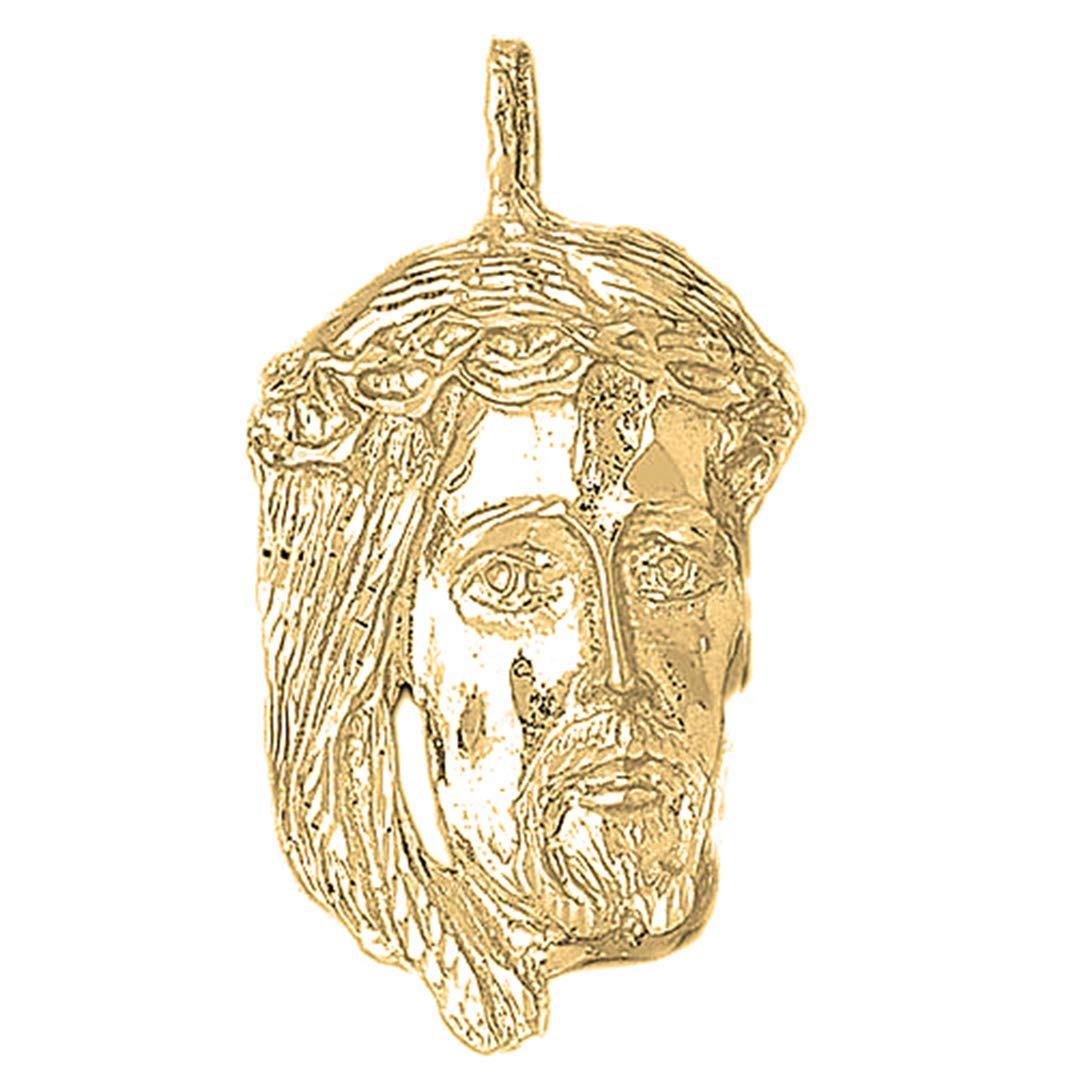 14K Yellow Gold-Plated 925 Sterling Silver Jesus Face Pendant Necklace - Religious Jewelry for Men & Women - Perfect for Church, Baptism, Weddings & Daily Wear