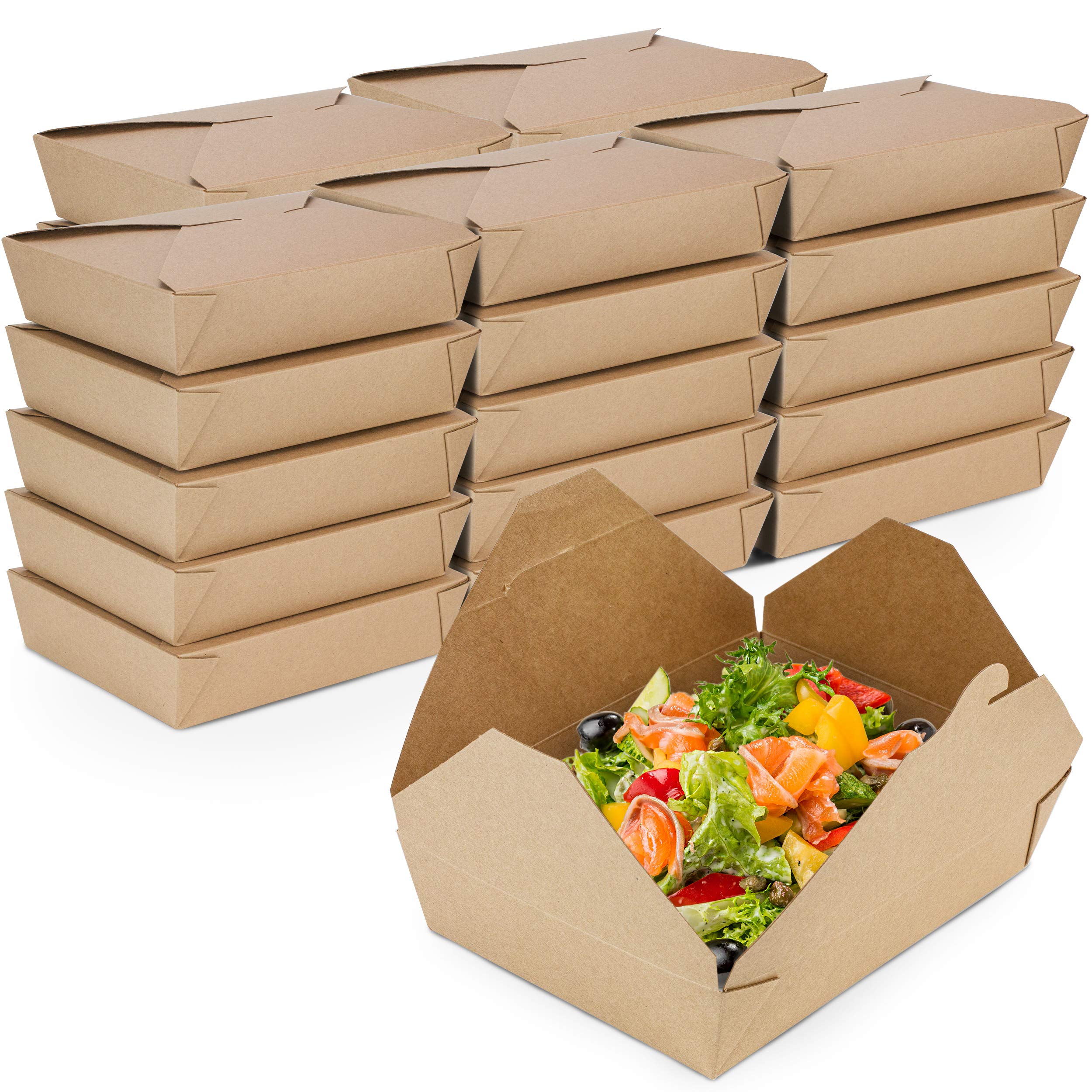 200-Pack 54 oz Disposable Meal Prep Containers - Microwave Safe Kraft Paper Takeout Boxes for Food Storage & Delivery | Perfect for Restaurants, Catering & Home Meal Prepping