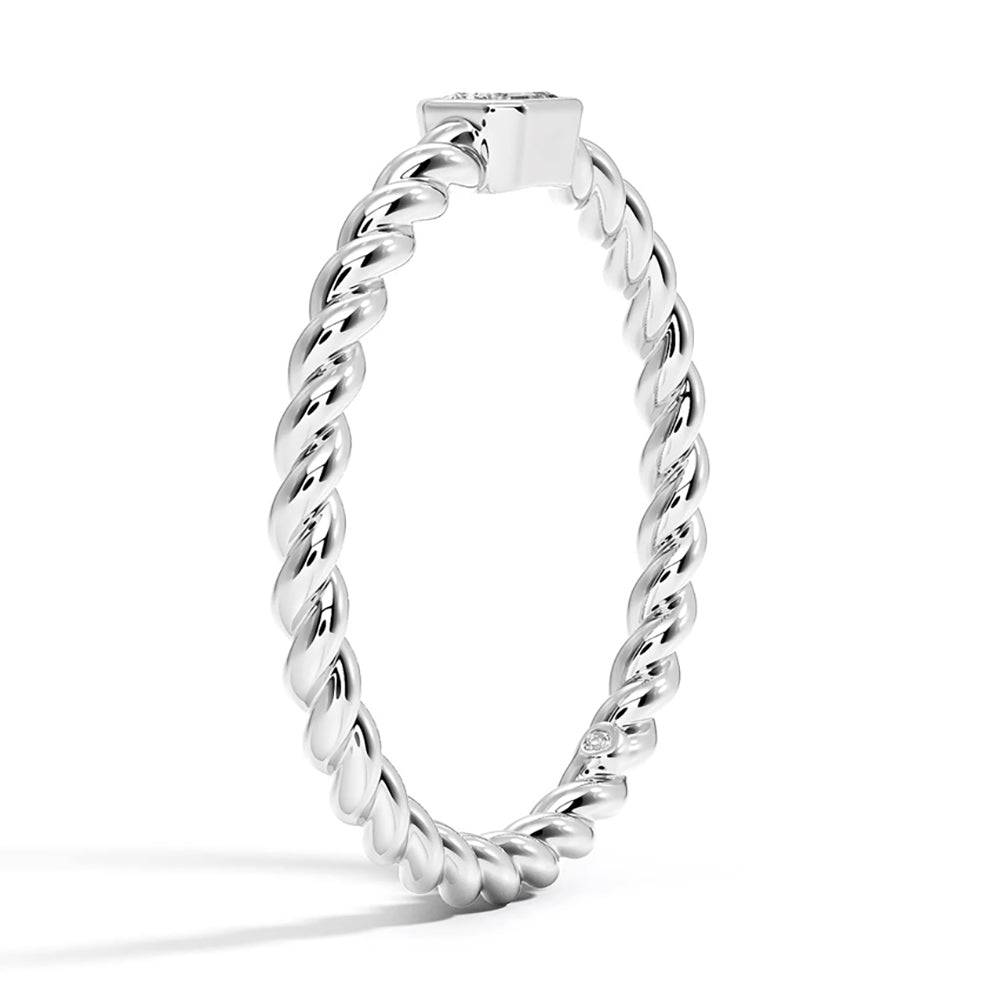 Emerald Cut Lab Grown Diamond Rope Promise Ring for Women - 14K White Gold Engagement Ring, Anniversary Gift for Her - Perfect for Proposals, Weddings & Special Occasions