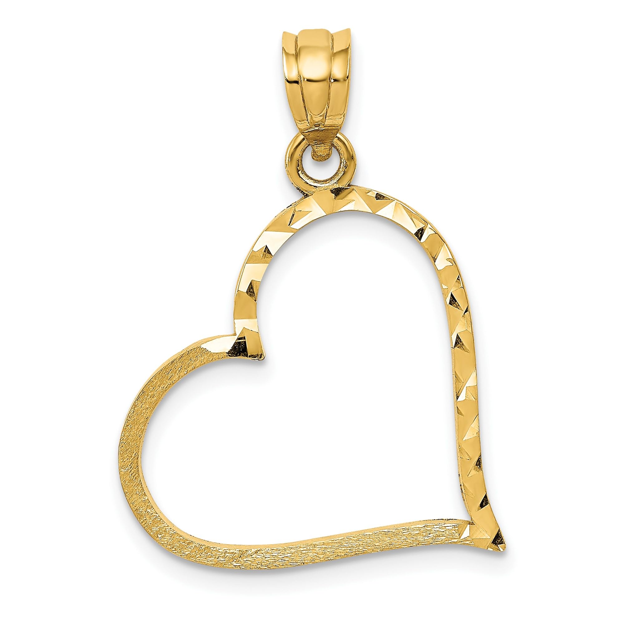 14K Solid Yellow Gold Crooked Heart Necklace - Romantic Love Pendant Charm for Women | Valentine's Day Gift, Anniversary Present, Everyday Jewelry