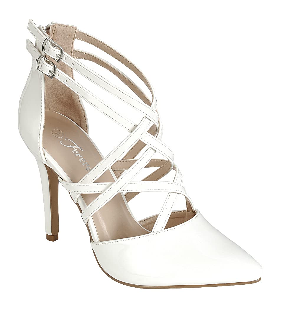 Stylish Women's High Heels Pointed Toe Pumps with Crossed Strap - Elegant Dress Shoes for Party, Wedding & Office Wear