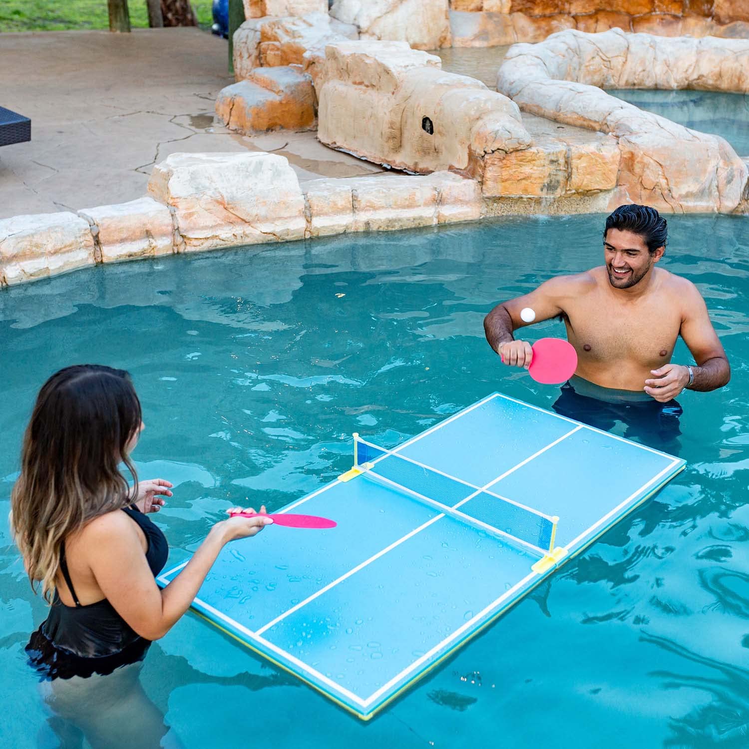 Pool Tennis Set for Two - Floating Pool Table Game with 2 Paddles & Ball - Fun Water Sports Equipment for Pool Parties, Backyard Fun & Summer Activities