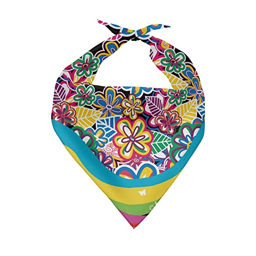 Abstract Rainbow Flowers Leaves