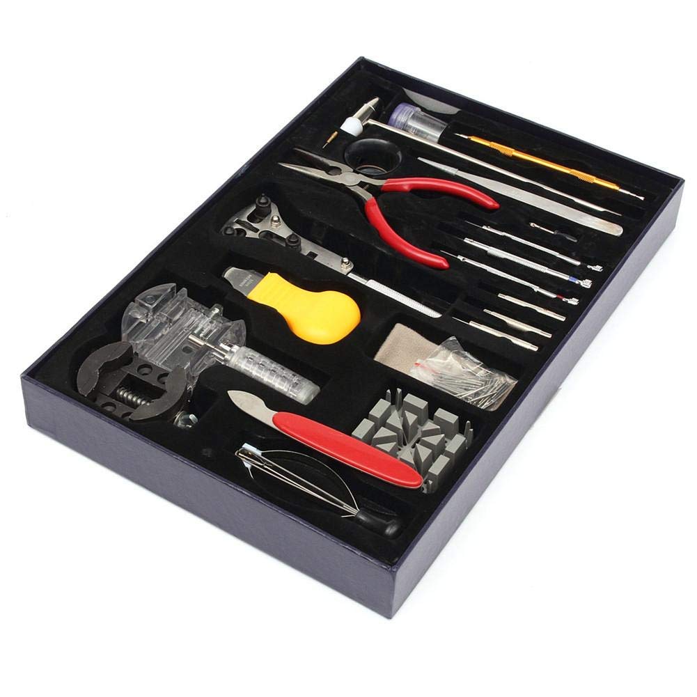 155Pcs Professional Watch Repair Kit - Watchmaker Tool Set with Back Case Opener, Spring Bar Tool & Band Resizing Kit | Perfect for Watch Enthusiasts & Jewelers | Home & Professional Watch Repair