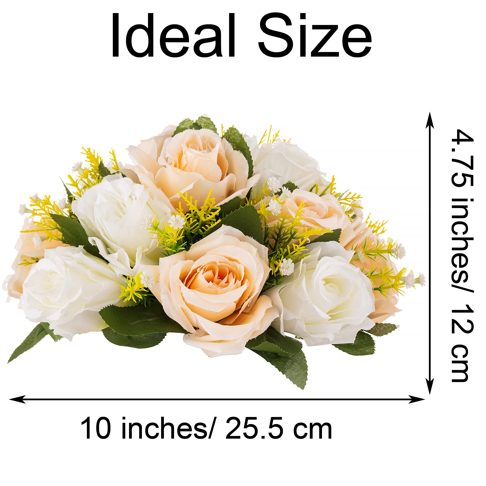 10 Pcs Artificial Flower Ball Bouquet - Wedding Centerpieces, Fake Rose Balls for Weddings, Birthday Party, Valentine's Day Decor, Home Decoration in Peachy Champagne & White - Perfect for Table Decorations, Bridal Showers, and Romantic Events