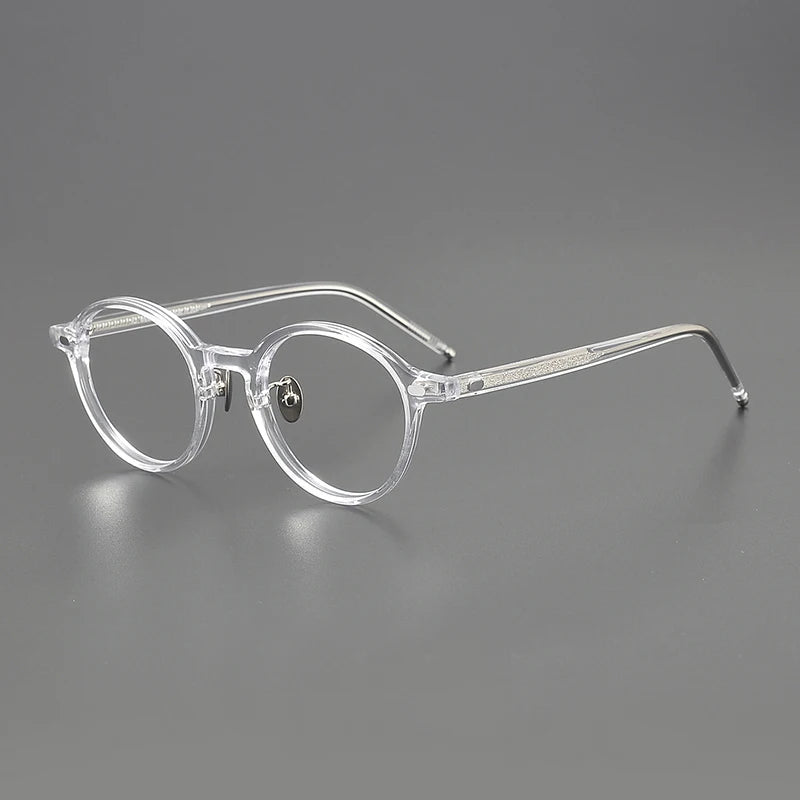 Stylish Black Unisex Full Rim Round Acetate Eyeglasses Frame - Trendy Retro Glasses for Men & Women - Perfect for Reading, Work, and Fashion Accessories
