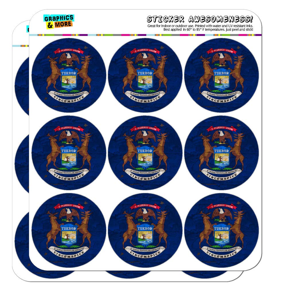 Vintage Michigan Flag Stickers - USA Planner & Scrapbooking Supplies for Crafting & Journals