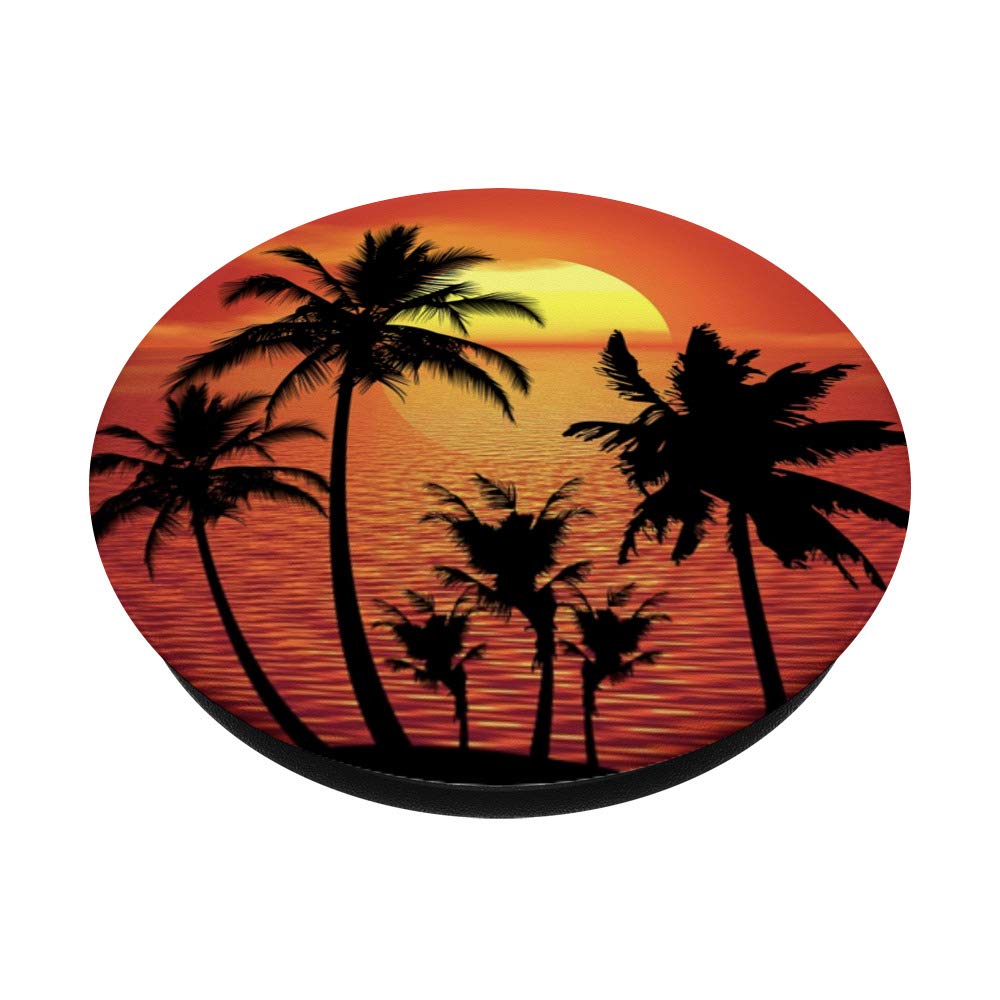 Palm Tree Beach Sunset Ocean Waves Vacation Nature Wall Art - Tropical Coastal Decor for Living Room, Bedroom & Office