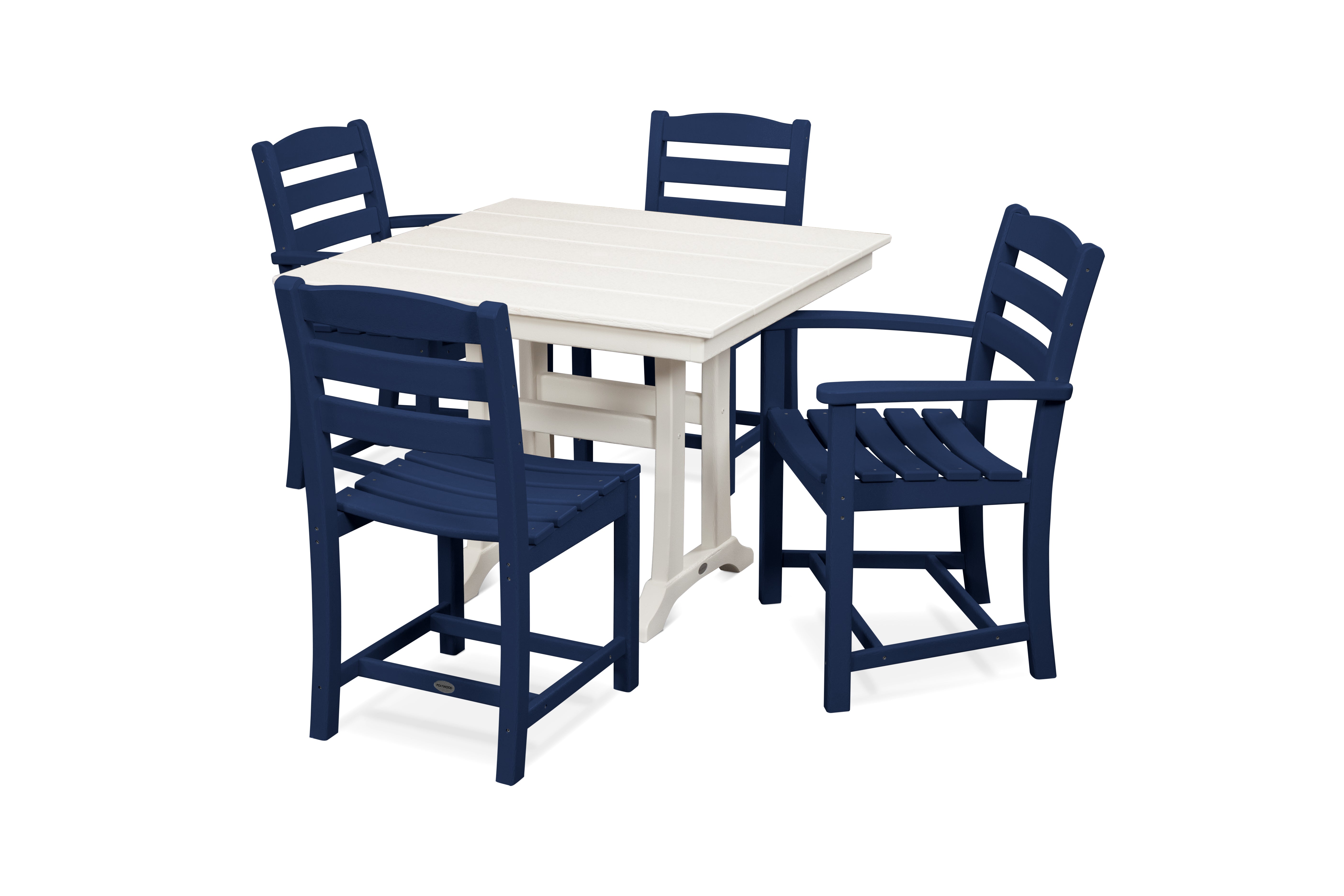 POLYWOOD La Casa Café 5-Piece Farmhouse Trestle Dining Set - Outdoor Patio Furniture for Garden, Backyard, and Poolside Dining