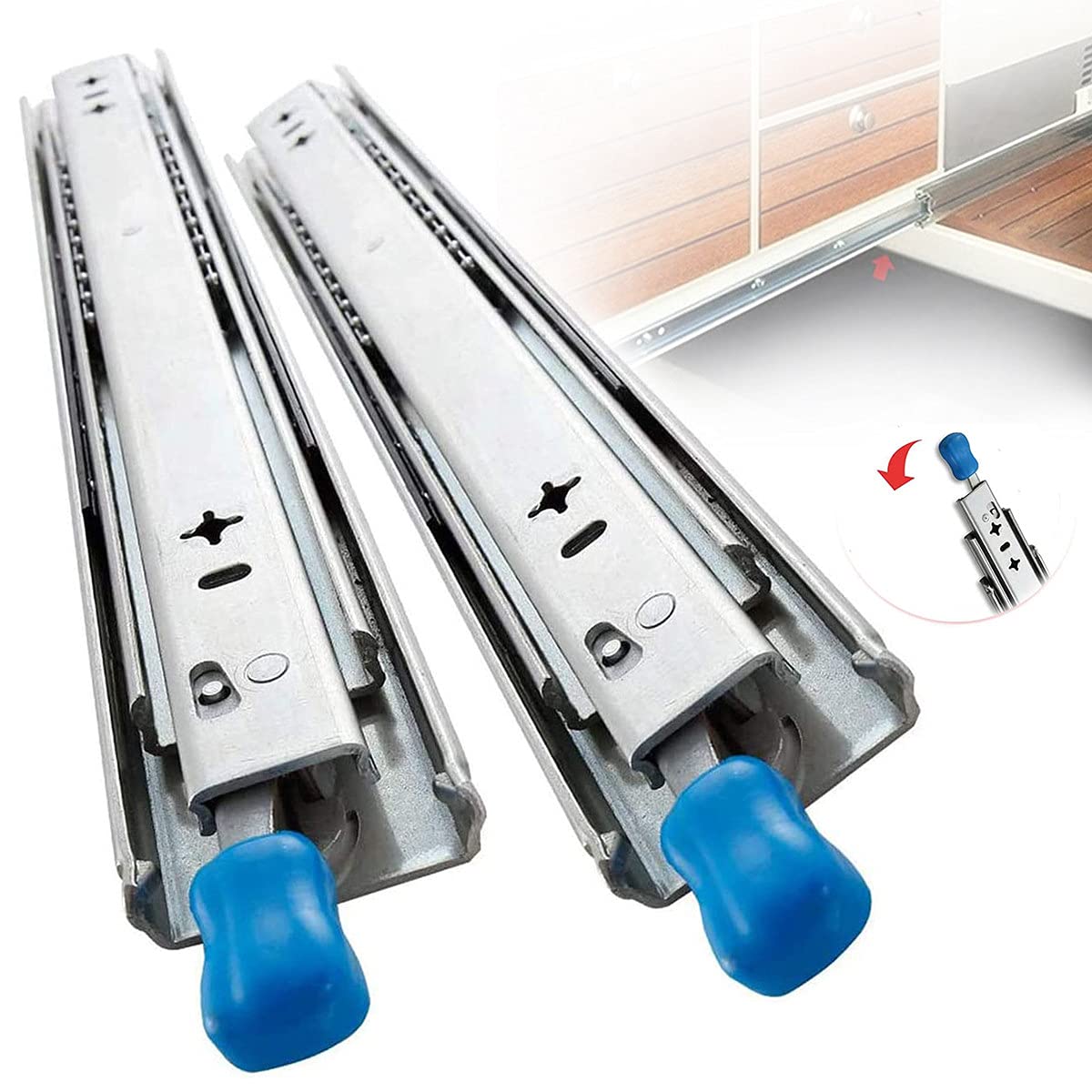Heavy Duty Drawer Slides with Lock - Soft Close Full Extension Drawer Slides 264Lbs Load Capacity (60inch/1500mm) - Easy Installation for Garage, Closet, Nightstand & Office Furniture Organization