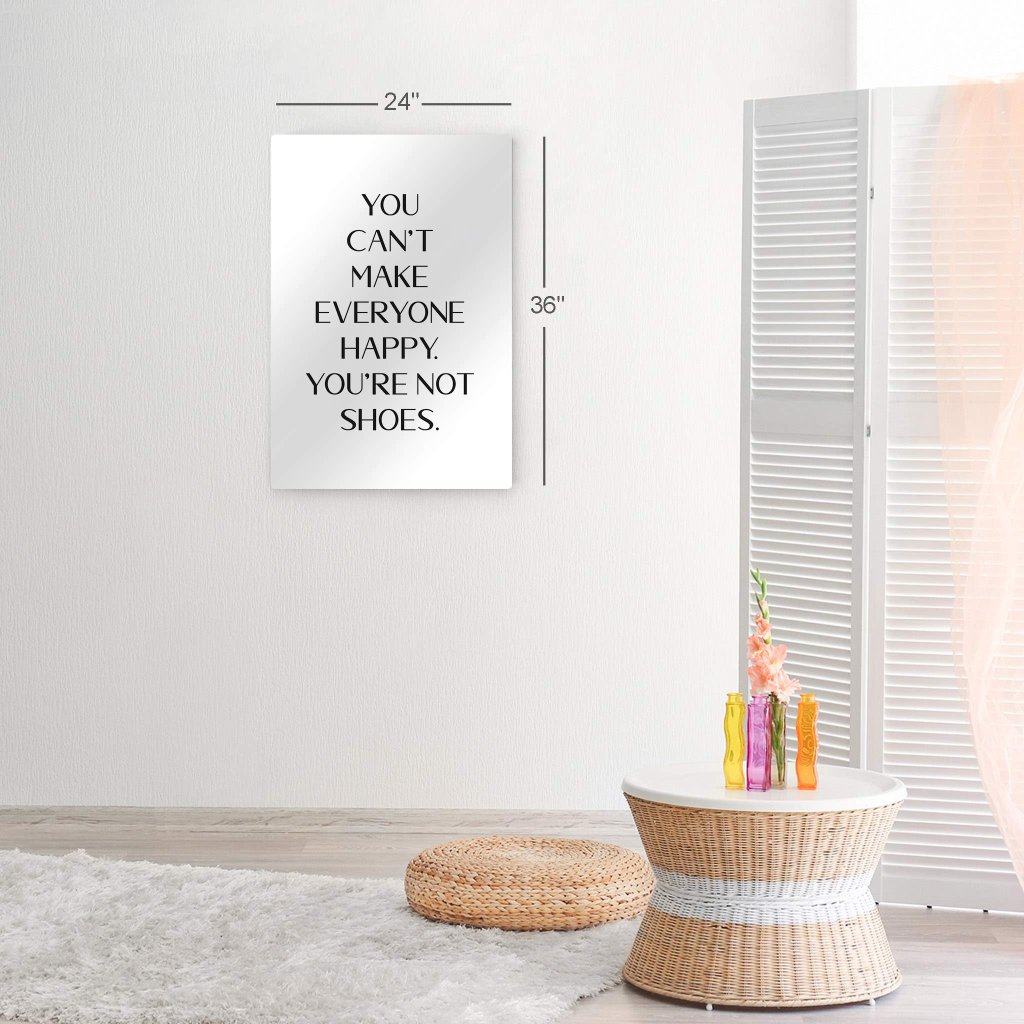 Smile Art Design 'You Can’t Make Everyone Happy You’re Not Shoes' Quote - Glam Fashion Metal Print Wall Art for Office, Bathroom, Teen Girls Room & Women's Dorm - Perfect for Bedroom & Living Room Decor (36x24 Inches)