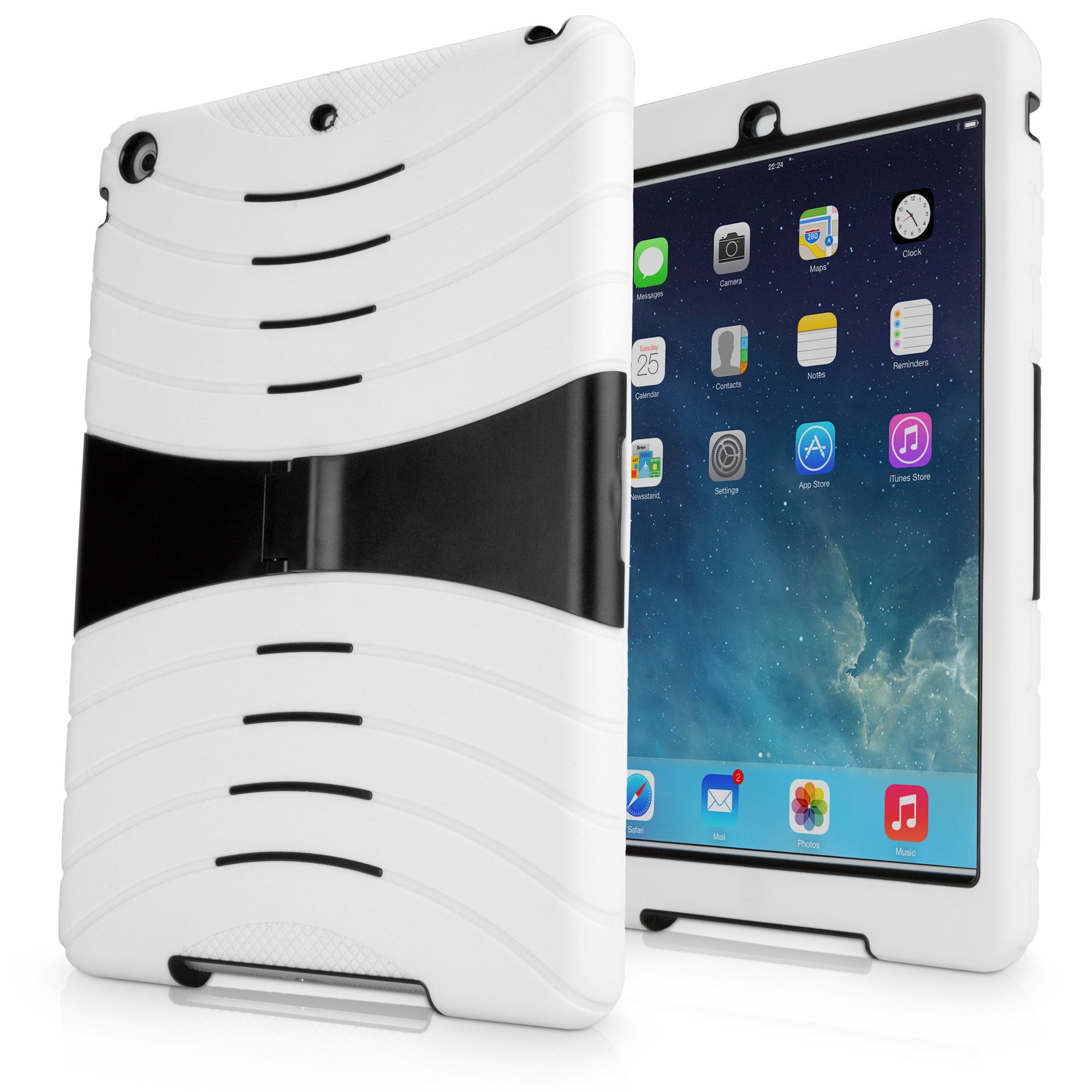 BoxWave Maximus Rugged Heavy Duty Hybrid Protective Case for iPad Air 1st Generation (2013) - Valiant White | Shockproof Cover for Work, Travel & Outdoor Use