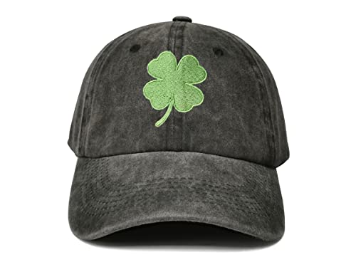 St.patrick's Day Four Leaf Clover (Washed Black)