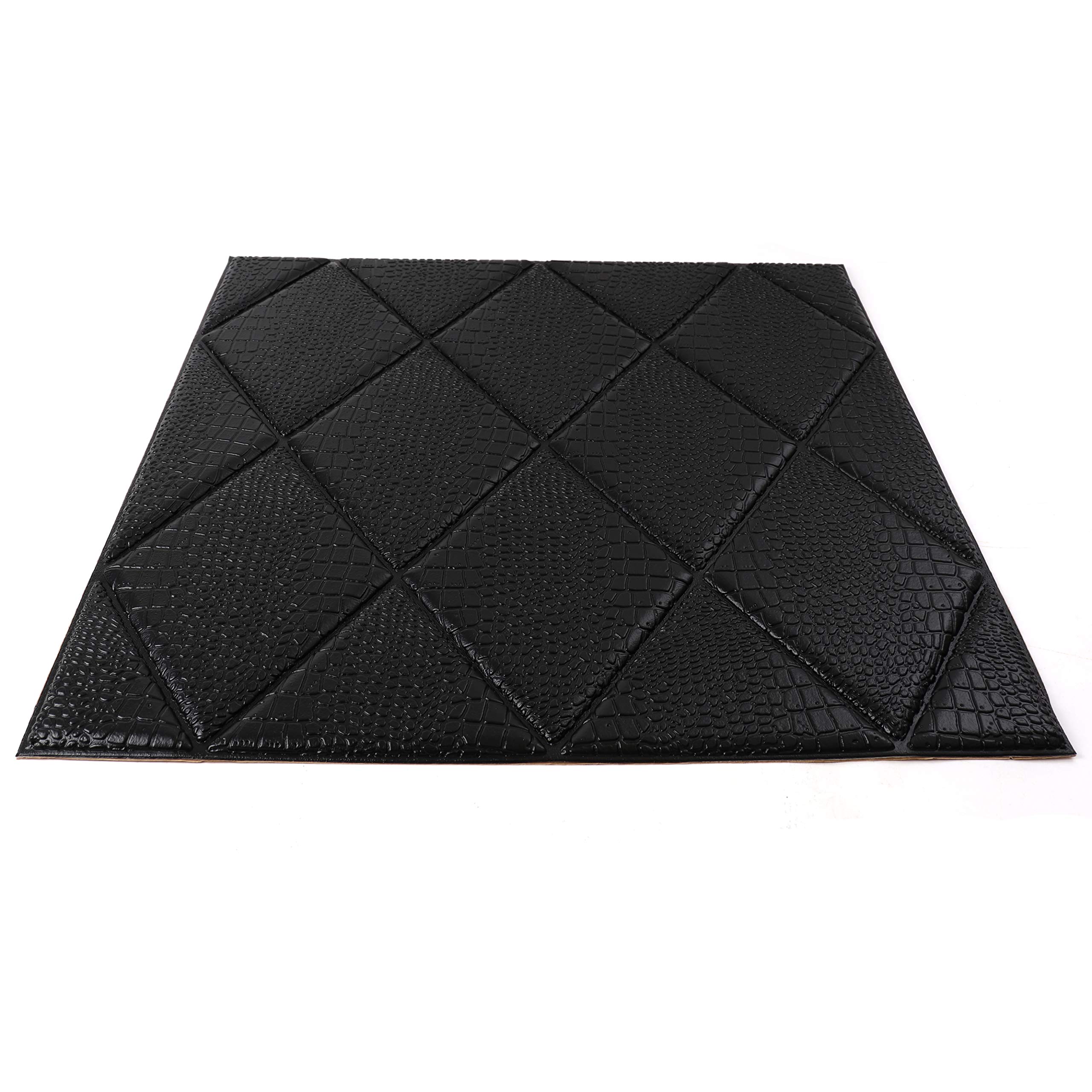 Premium 3D Faux Diamond Wall Panels - Self-Adhesive Peel & Stick Foam Diamond Tiles - Black Mamba Design (20 Pack) - Easy DIY Home Decor for Bedroom, Living Room & Office Accent Walls
