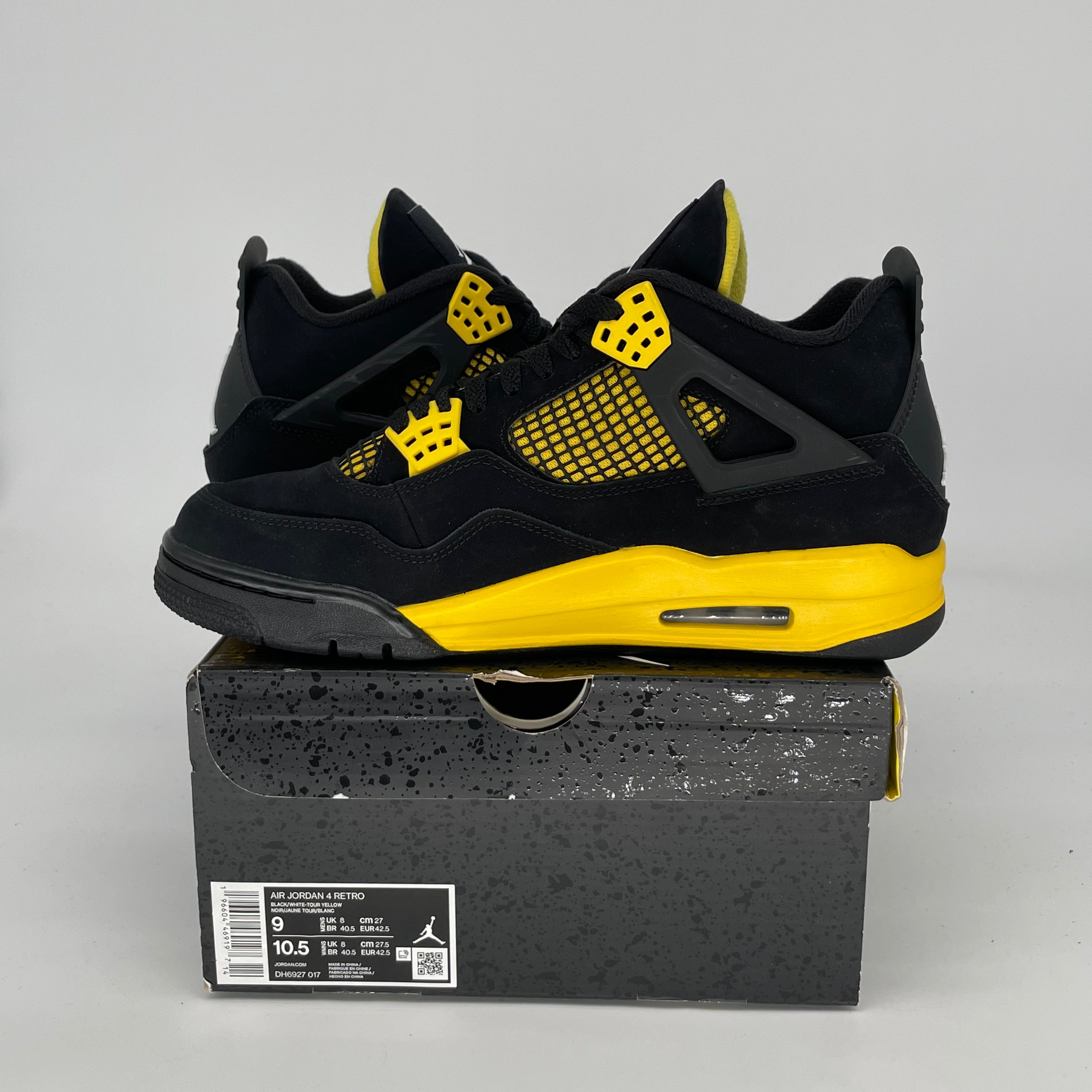 AIR JORDAN 4 THUNDER Retro Sneakers - Men's Size 9/Women's Size 10.5 - Style Code DH6927-017 - Perfect for Basketball, Streetwear & Sneaker Collection