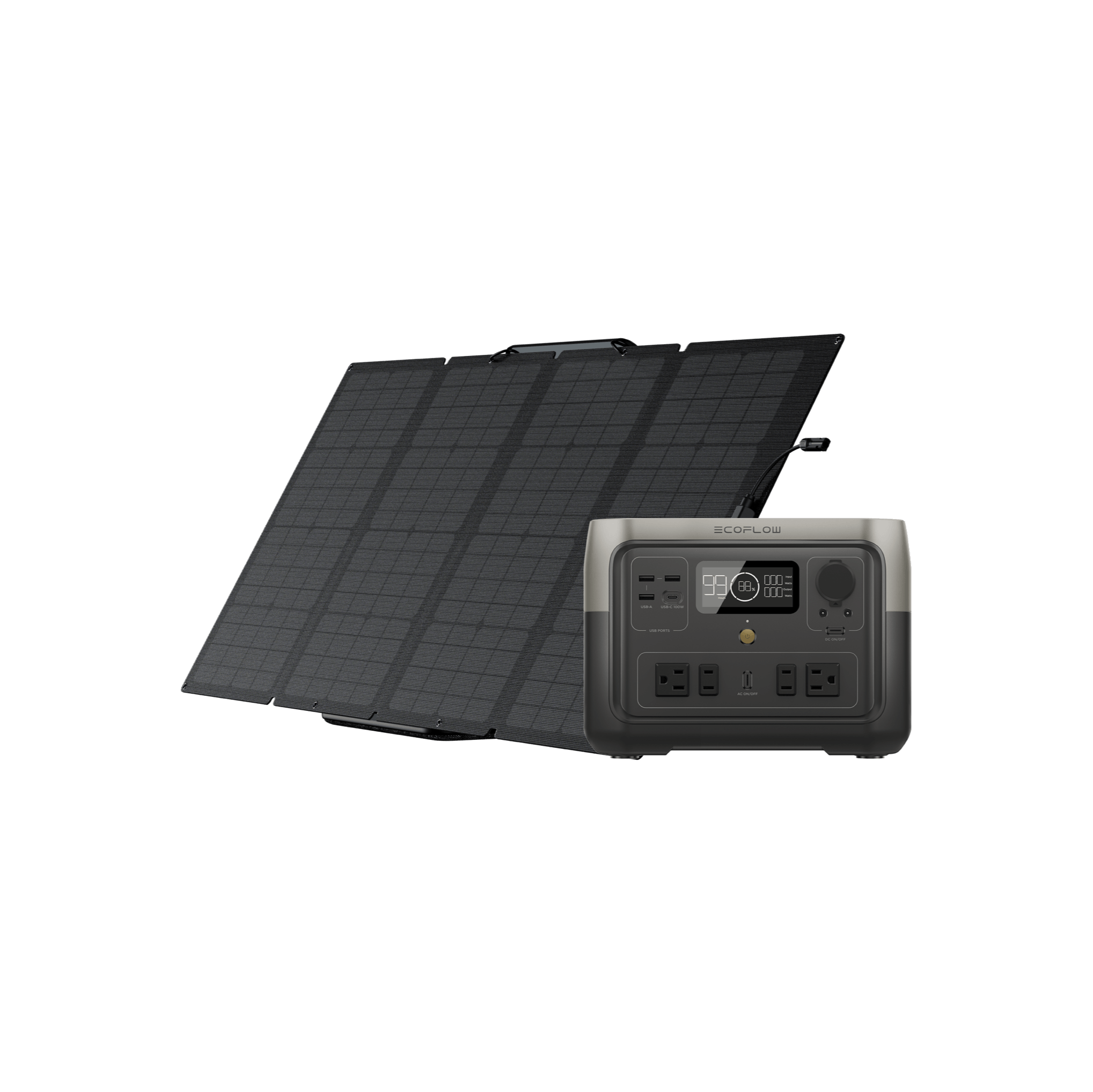 EcoFlow RIVER 2 Max 256Wh Portable Power Station with 160W Solar Panel - Solar Generator for Camping, RV, Emergency Backup & Off-Grid Power Supply