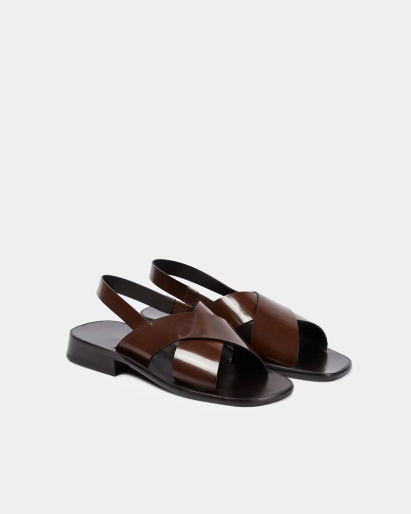 Dark Brown Leather Slingback Cross Strap Sandals for Women - Comfortable Summer Walking Shoes - Perfect for Beach, Vacation & Casual Outings