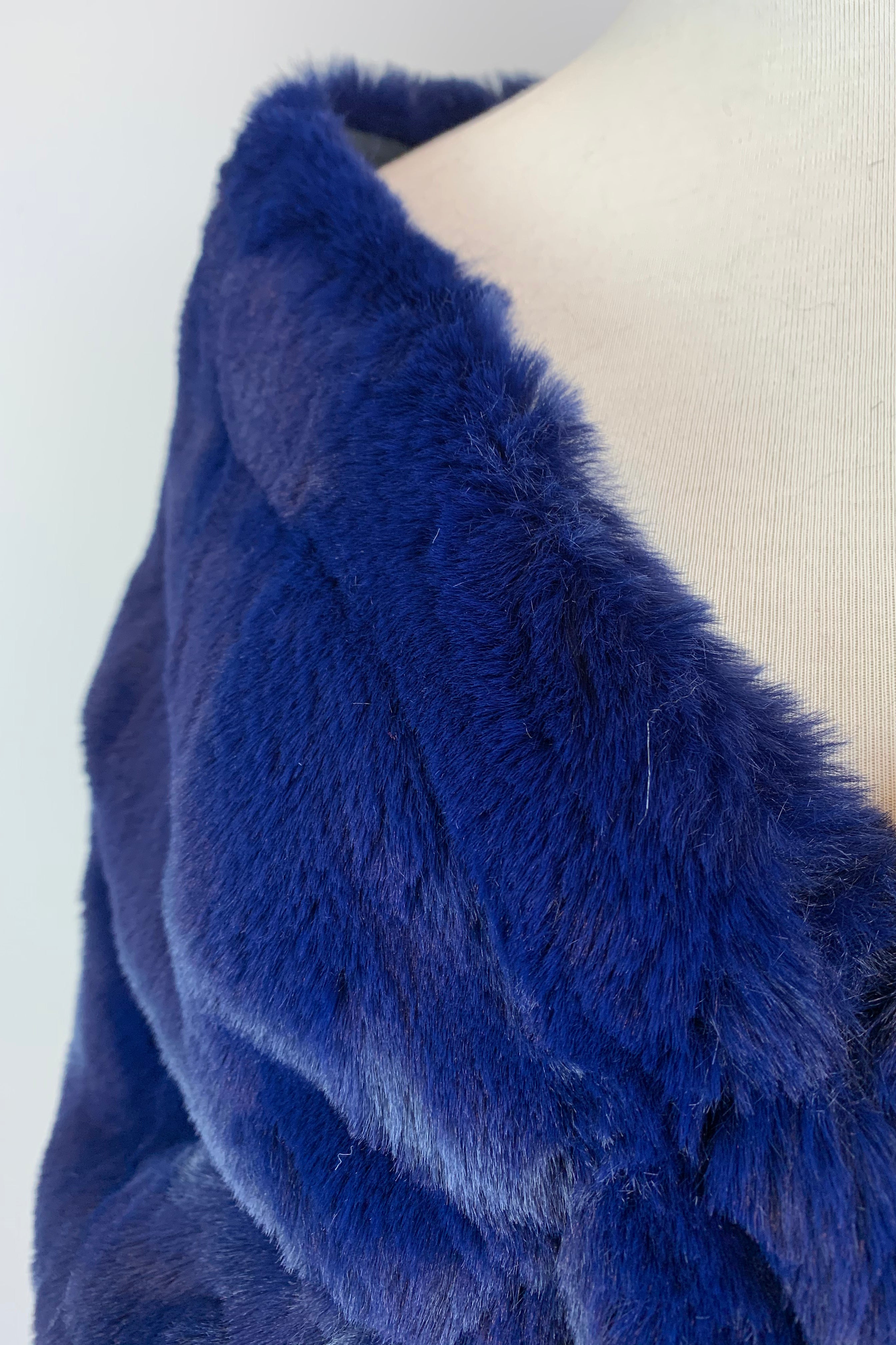 Elegant Navy Blue Faux Fur Wedding Cape for Bride - Audrey Nvy05 | Perfect for Winter Weddings, Bridal Portraits & Formal Events