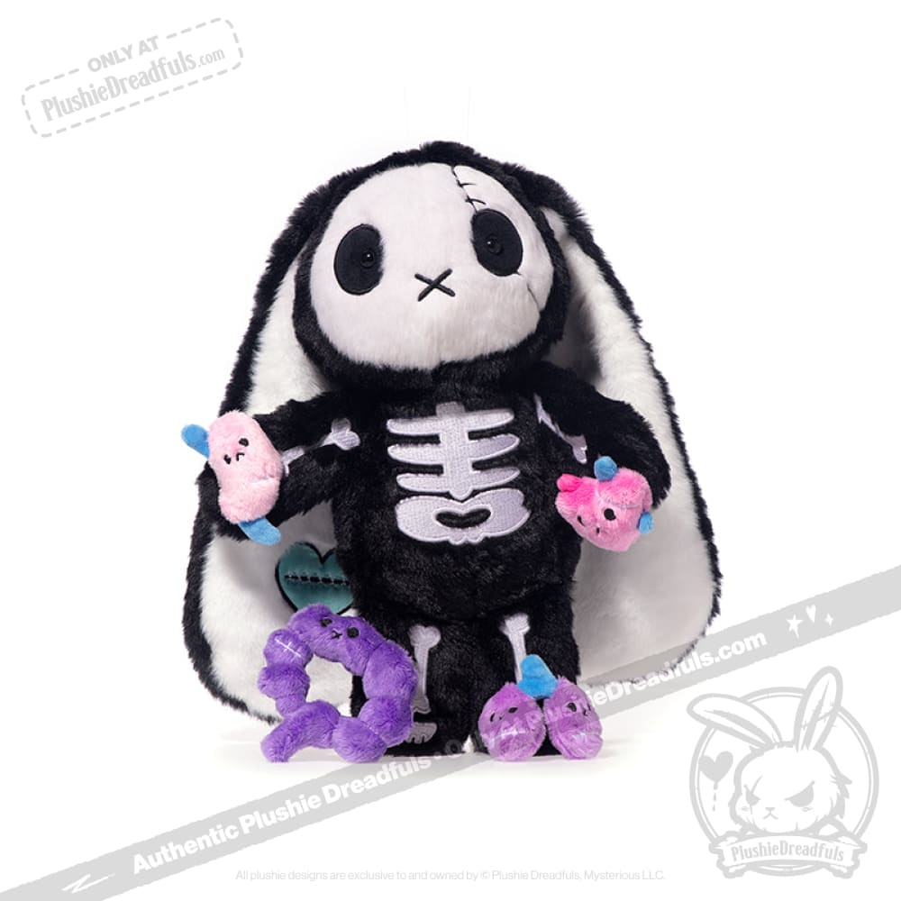Plushie Dreadfuls Bone Organizer Bunny - Soft Stuffed Animal Toy for Kids, Cute Plush Bunny with Organ Pouch - Perfect for Halloween Decor, Bedroom Cuddling & Gift Giving