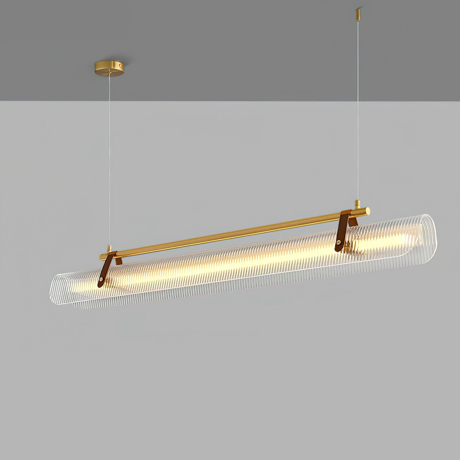 Modern Acrylic Linear Chandelier - Sleek Contemporary LED Pendant Light for Dining Room, Kitchen Island & Living Room Decor
