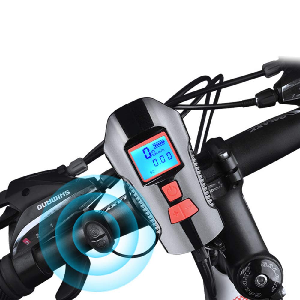 XUNATA USB Rechargeable LED Bike Light Set - Front Headlight & Rear Tail Light with Speedometer Odometer for Mountain & Road Bicycles | Waterproof Cycling Safety Lights for Night Riding & Commuting