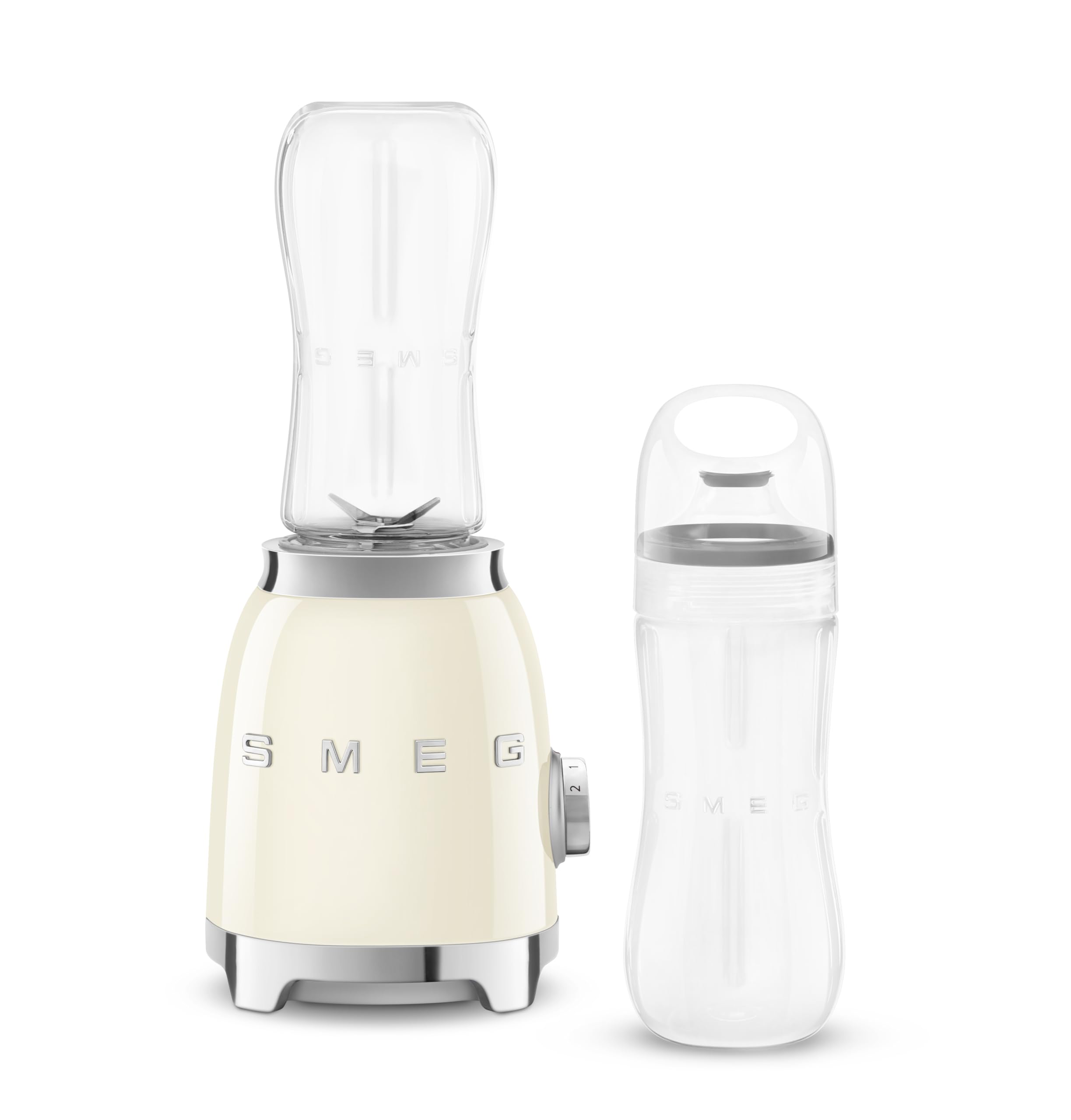 SMEG PBF01CRUS 50's Retro Style Personal Blender - 600W Motor, 2 BPA-Free 600ML Bottles, Backlit Knob (Cream) | Perfect for Smoothies, Protein Shakes & Kitchen Counter Decor