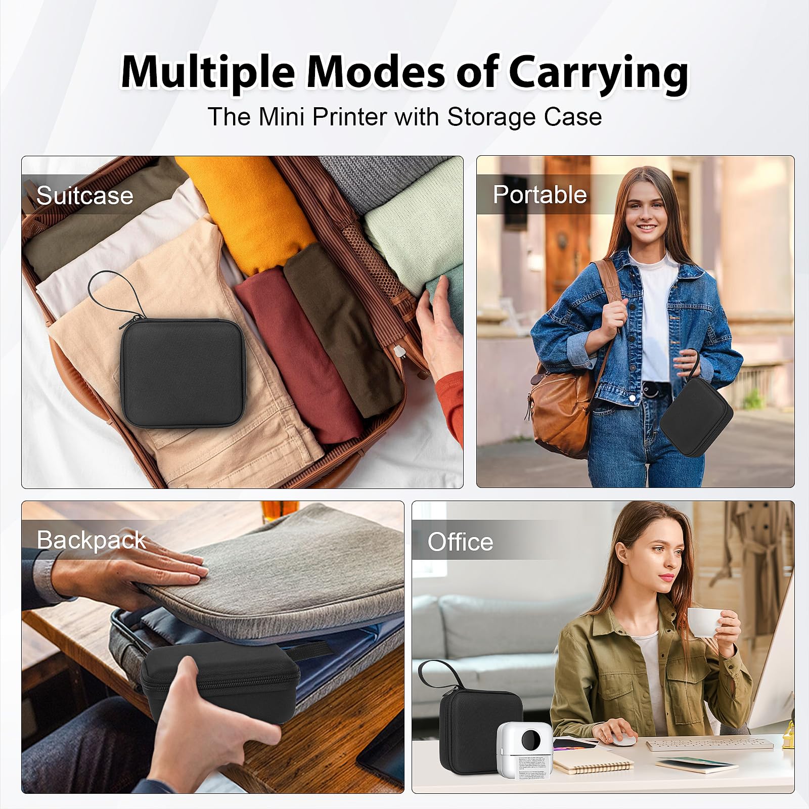 HuiJuKeJi Mini Bluetooth Thermal Pocket Printer for iOS & Android - Portable Inkless Printer with Hard Protection Case, 11 Rolls Thermal Paper & Sticker - Print Photos, Receipts, Notes - Perfect for Home, Office, Travel & Gift Giving