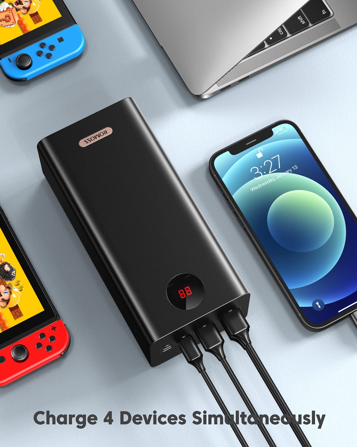 Romoss 60000mAh 22.5W Fast Charging Power Bank - High Capacity Portable Charger for iPhone, Android, iPad, Laptops - Perfect for Travel, Camping, and Emergency Power Backup