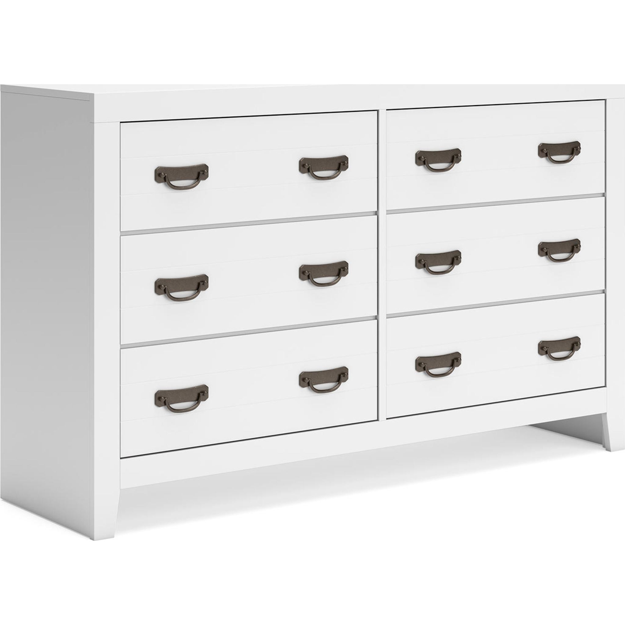 Binterglen White Dresser - Modern 6-Drawer Chest for Bedroom, Living Room & Office Storage | Solid Wood Furniture for Home Organization & Decor