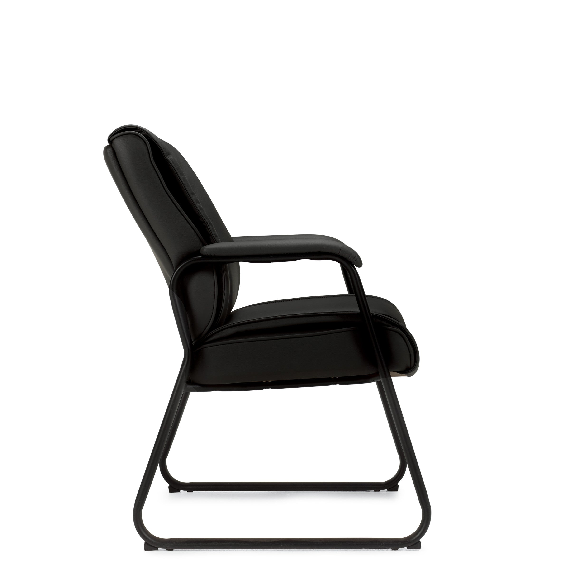 Premium Black Leather Guest Chair with Fixed Arms - OTG2782 by OTG - Elegant Office Seating for Reception, Conference Rooms & Home Offices