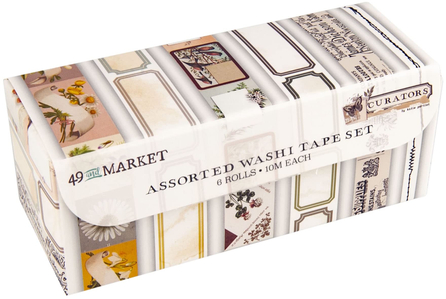 49 AND MARKET Curators WASHI Tape Set - 6 Rolls Assorted Colors & Patterns for Scrapbooking, Journaling, Gift Wrapping & DIY Crafts