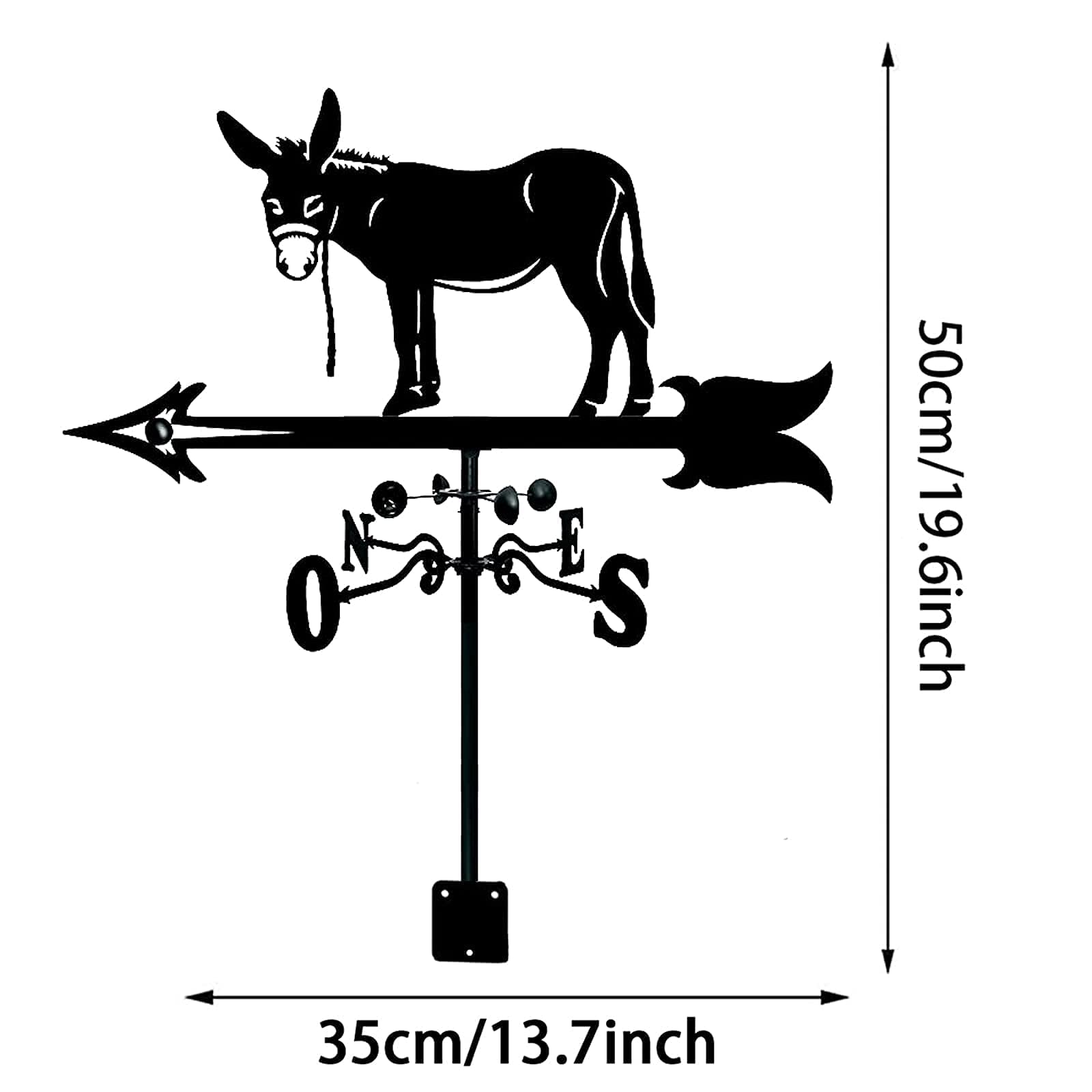 Stainless Steel Horse & Mule Weather Vane - Roof Mount Wind Direction Indicator for Courtyard & Garden Decoration | Easy to Assemble Outdoor Weathervane for Farmhouse, Barn & Patio Use