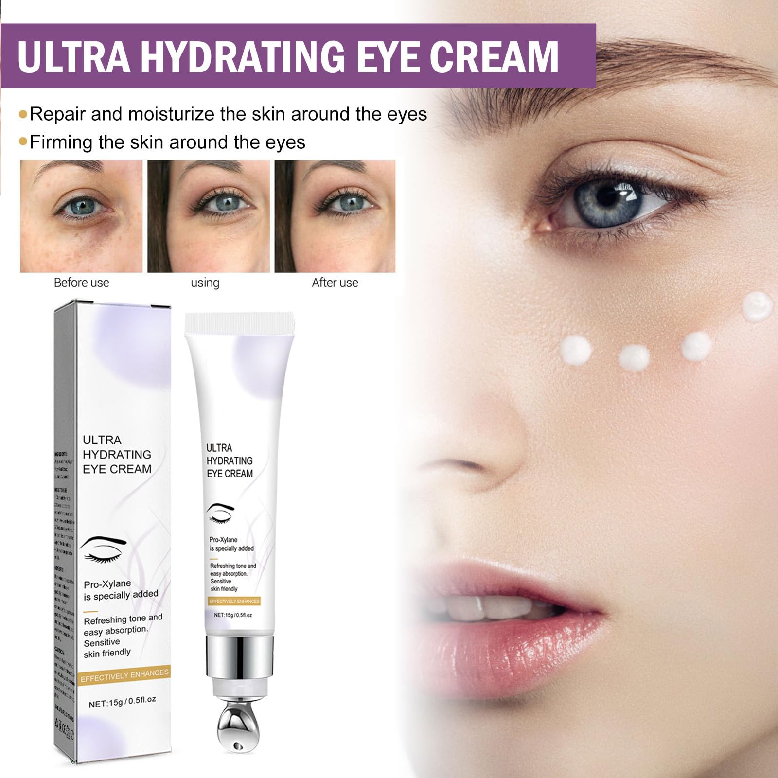 KOAHDE Moisturizing & Firming Eye Cream for Women - Anti-Puffiness, Wrinkle Reduction & Smoothing Eye Contour Treatment | Dark Circle Remedy for Day & Night Use