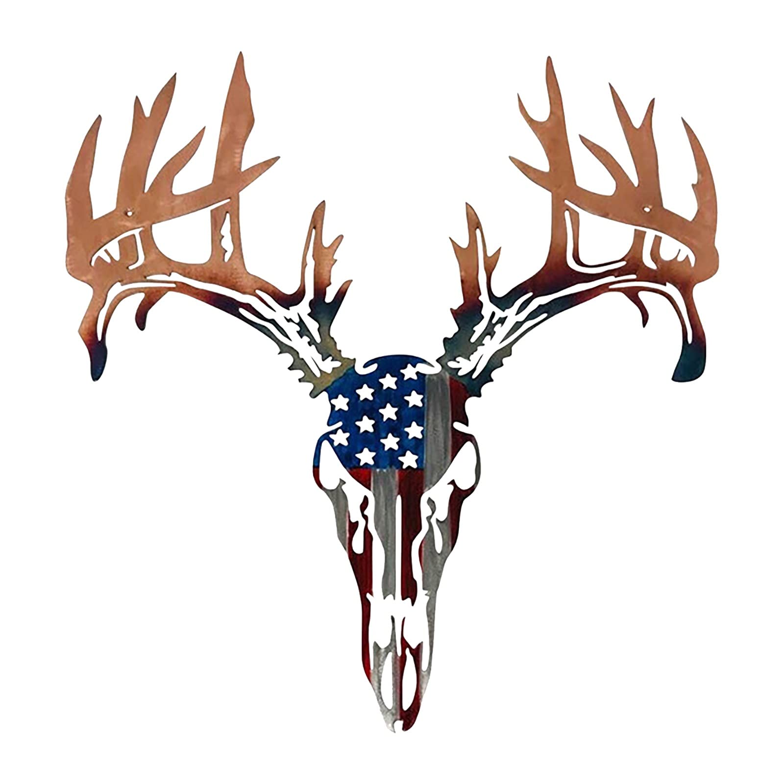 Vintage Metal Christmas Decorations - American Flag & Mountain Deer Holiday Ornaments for Home, Tree & Festive Decor | Perfect for Christmas Tree, Mantel, Fireplace & Holiday Party Decorations