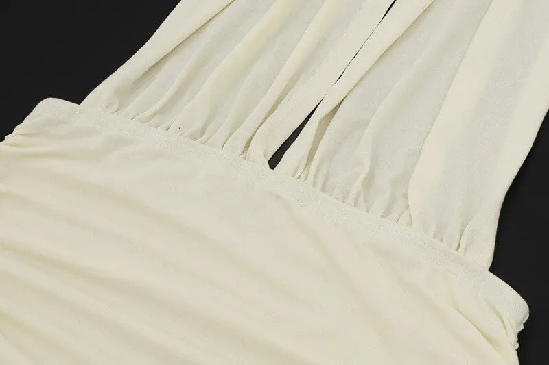 Sexy Backless Tassel Mini Dress for Women - Summer Hollow Out Halter Sleeveless High Waist Ruched Bodycon Club Dress | Perfect for Night Out, Party, and Date Night