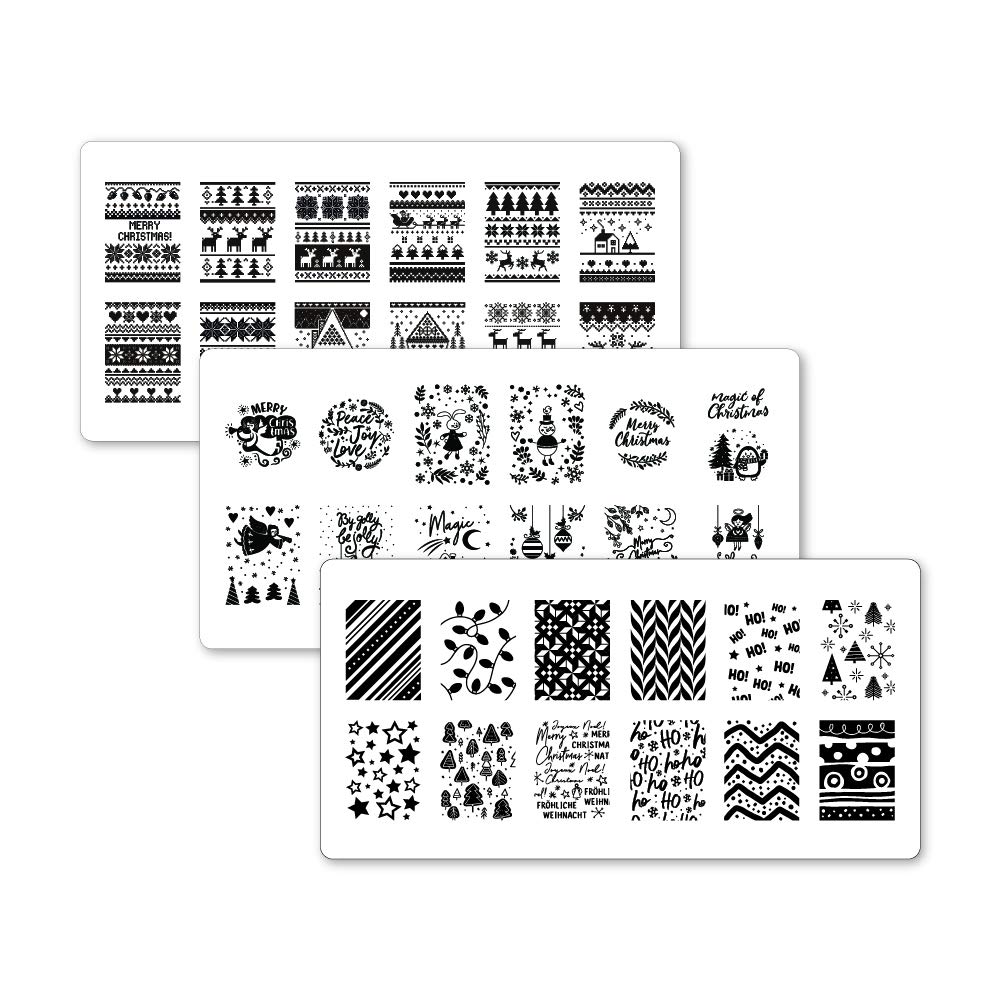 Winstonia 3-Piece Christmas Nail Stamping Plates Set - Festive Winter Holiday Designs (Sweater Weather, Tis the Season, A) | DIY Nail Art Kit for Christmas Parties, Gift Giving & Winter Nail Decoration