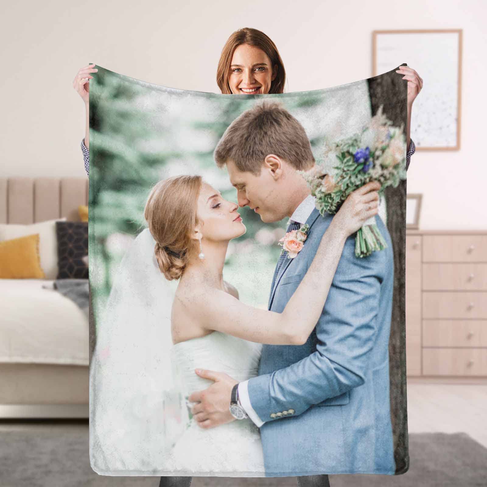 Custom Photo Blanket - Personalized Picture Throw Blanket Made in USA | Christmas, Birthday, Wedding Gift for Dad, Mom, Couples, Best Friend | Cozy Home Decor, Couch Throw, Bed Cover, Gift for Her/Him
