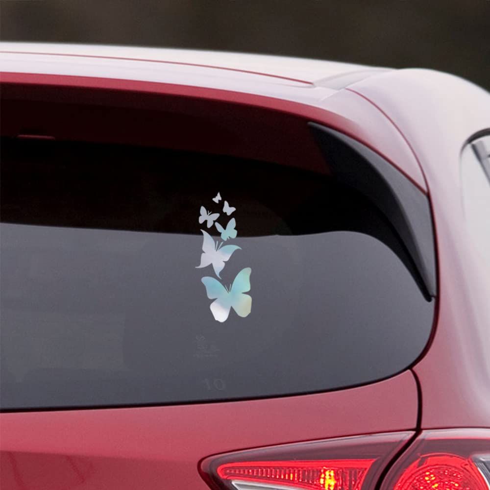 Holographic Butterfly Vinyl Decal Stickers (Set of 2) - Waterproof, Durable for Laptop, Phone, Helmet, Car, Mug & Wall Decor | Perfect for DIY Crafts, Room Decor, and Gift Giving