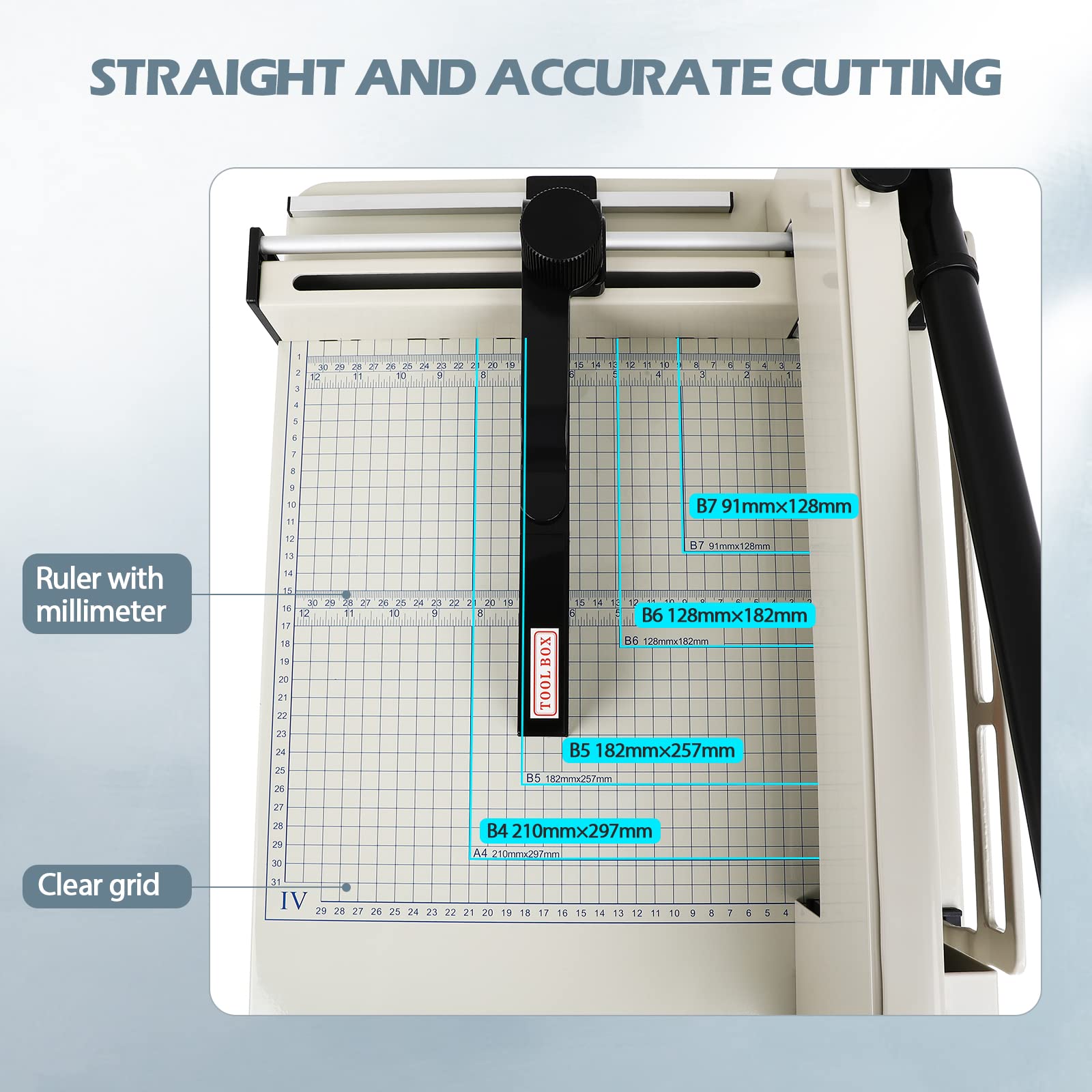 12 Inch Heavy Duty Guillotine Paper Cutter - 400 Sheet Capacity with Double Safety Protection & Durable HSS Blade - Includes Free Replacement Blade - Perfect for Office, School, Crafting, and Photo Cutting Projects
