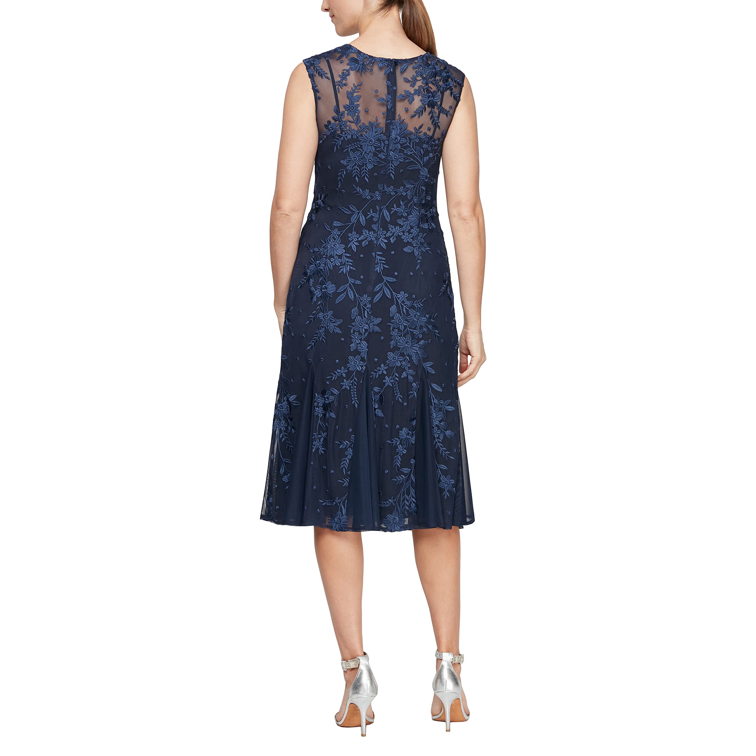 Alex Evenings Women's Short Embroidered Cocktail Dresses for Parties, Weddings & Special Occasions | Elegant Floral Lace Formal Dress