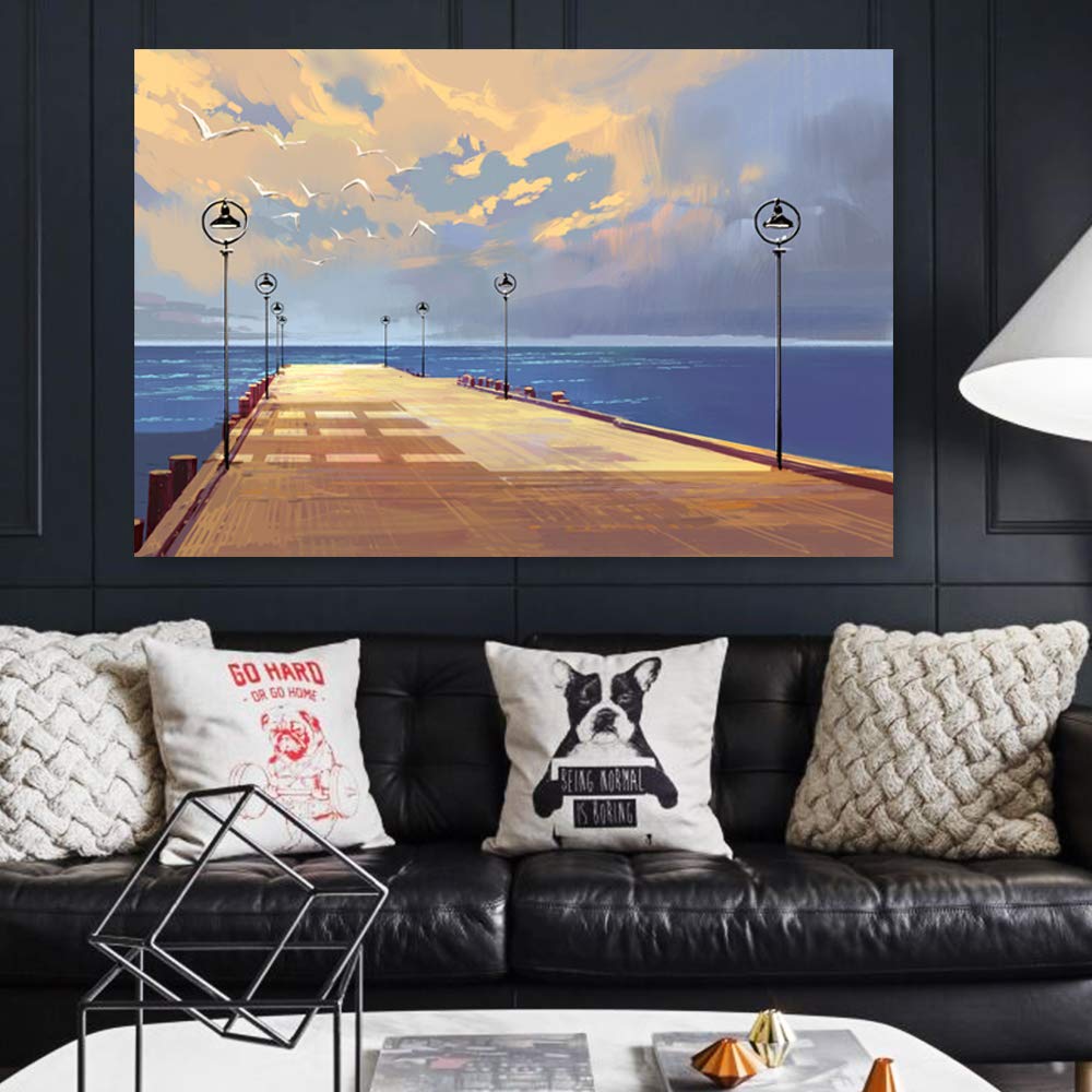 Wall26 Canvas Wall Art - The Future City Pictures, Modern Home Wall Decor for Bedroom, Living Room, Office - 32x48 Inches Framed Canvas Prints