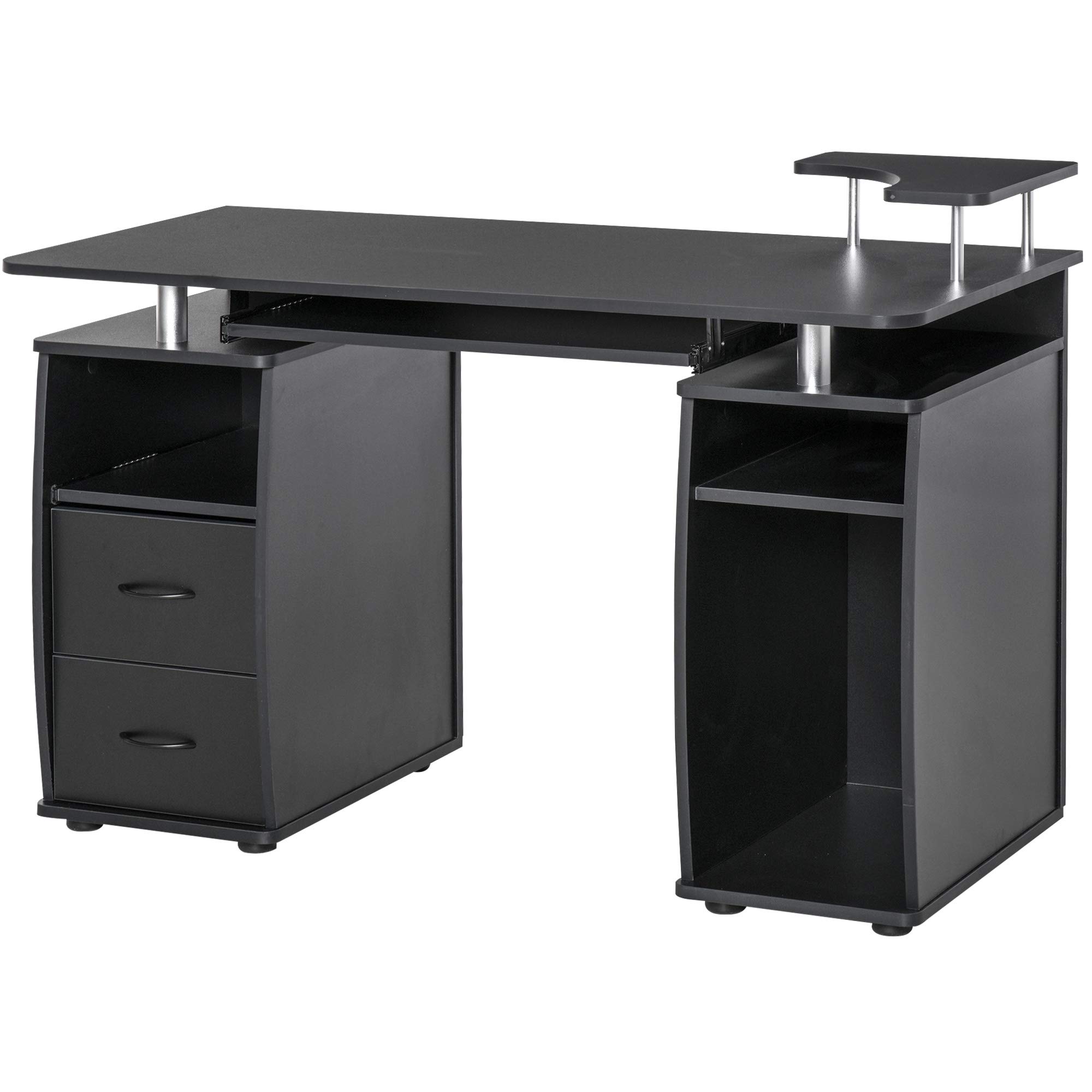 HOMCOM Black Home Office Computer Desk with Elevated Shelf - Perfect for Small Spaces, Dorm Rooms & Workstations | Compact & Sturdy Study Desk for Remote Work & Online Classes