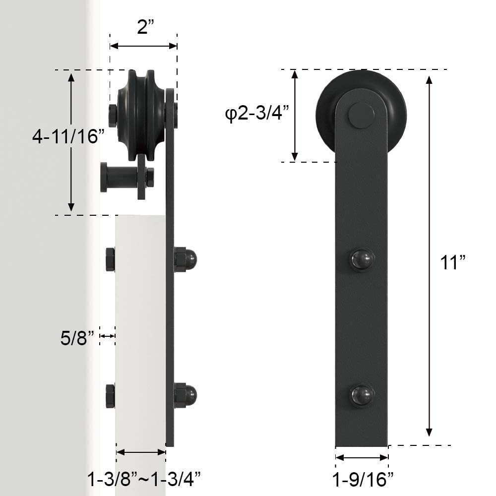 WINSOON 14FT Black Single Barn Door Kit with 12