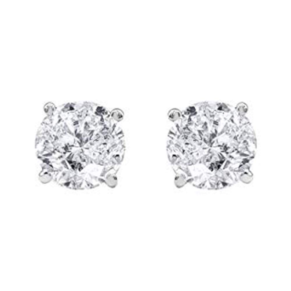 2.00 Carat Natural Diamond Stud Earrings for Women - 18K White Gold Round Cut Solitaire Prong-Set Earrings (H, SI) by Beyond Brilliance | Luxury Gift Box Included | Perfect for Weddings, Anniversaries & Special Occasions