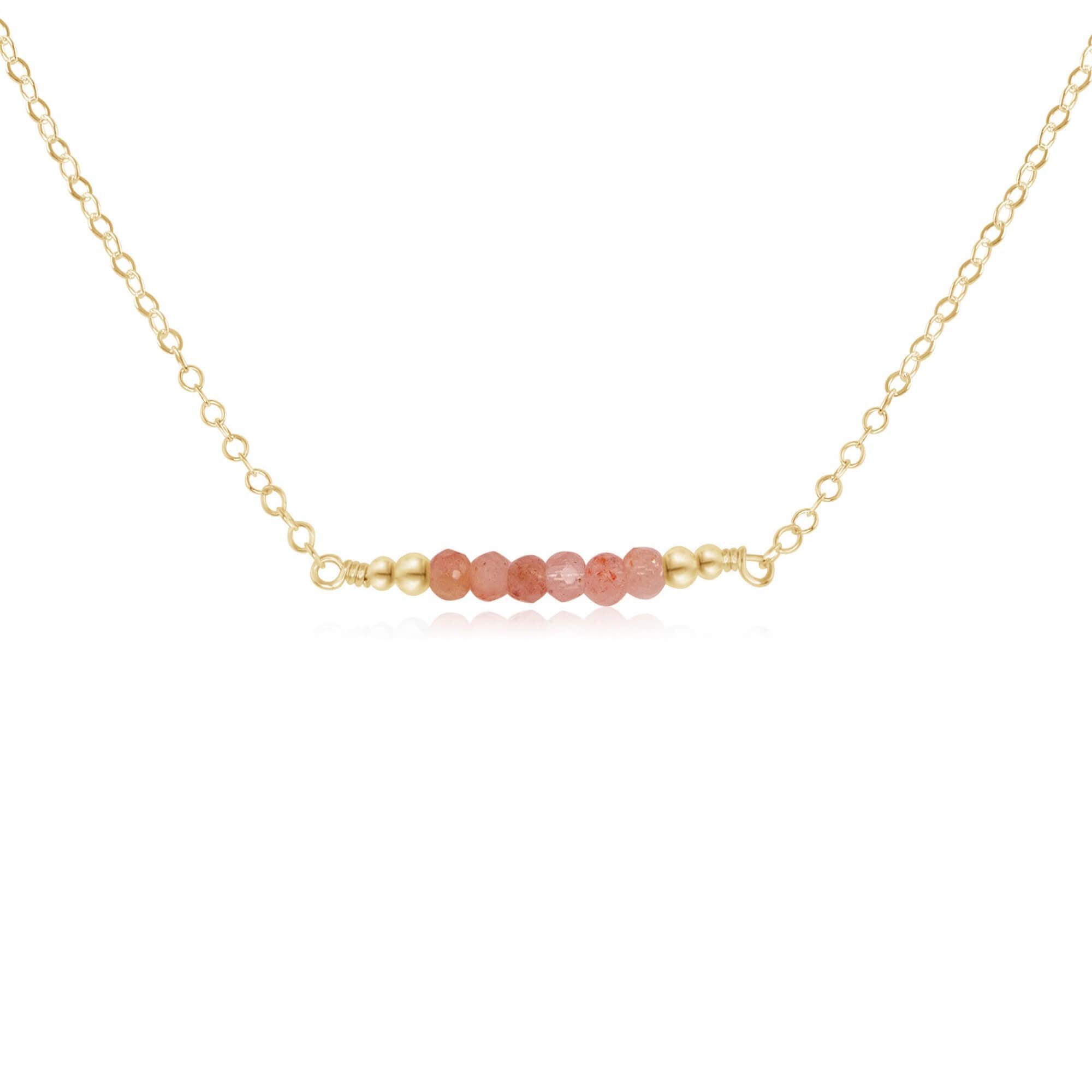 Sparkling Orange Sunstone Faceted Bead Bar Necklace - Handmade Gemstone Jewelry for Women, Elegant Boho Necklace for Everyday Wear & Special Occasions