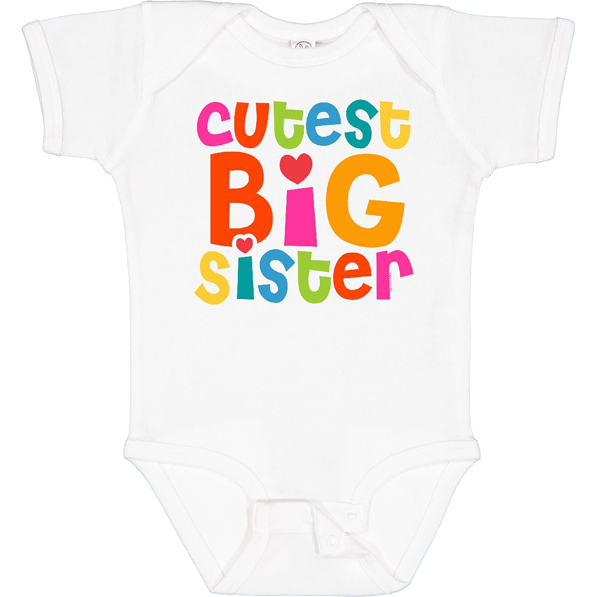 Inktastic Cutest Big Sister Baby Bodysuit - Soft Cotton Onesie for Newborn & Infant - Perfect Sibling Gift & Photo Outfit for First Birthday or Family Matching