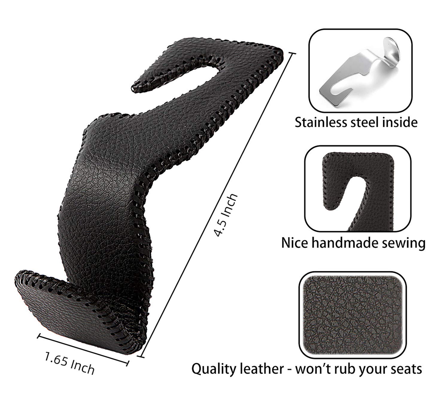 Premium Car Hooks for Purses & Bags - 2 Pack Luxury Red Leather Backseat Headrest Hangers - Vehicle Organizer for Handbags, Groceries & Shopping Bags - Perfect for SUVs, Sedans & Road Trips