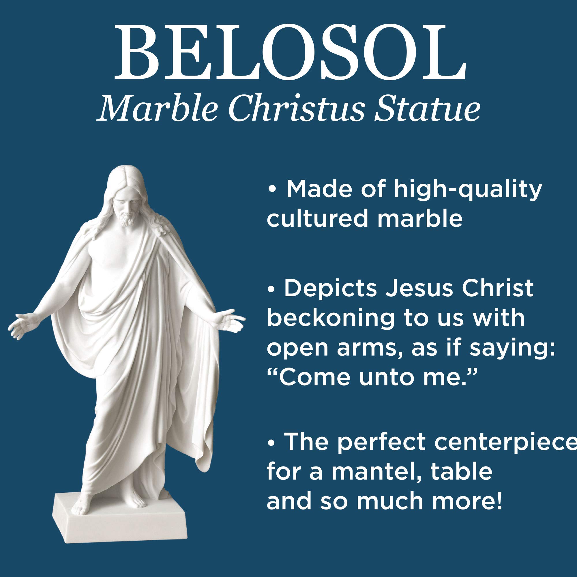 Belosol Christus Statue - 19 Inch Jesus Sculpture for Christian Living, Easter & Home Decor - Perfect for Church Altars, Gift Giving & Spiritual Spaces