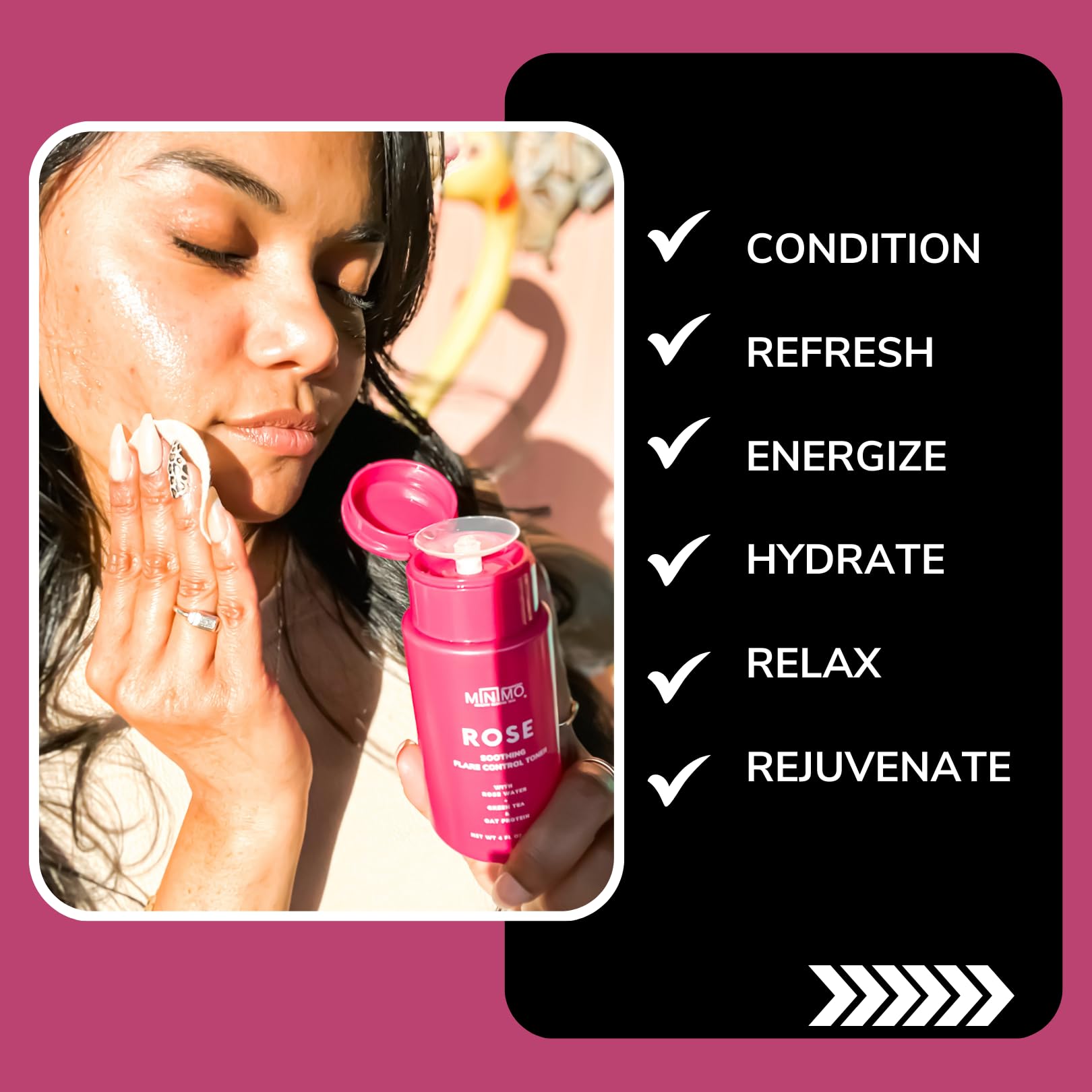 Minimo Rose Soothing Flare Control Toner for Face - Hydrating & Calming Facial Toner for Sensitive Skin | Perfect for Post-Cleansing & Before Moisturizing